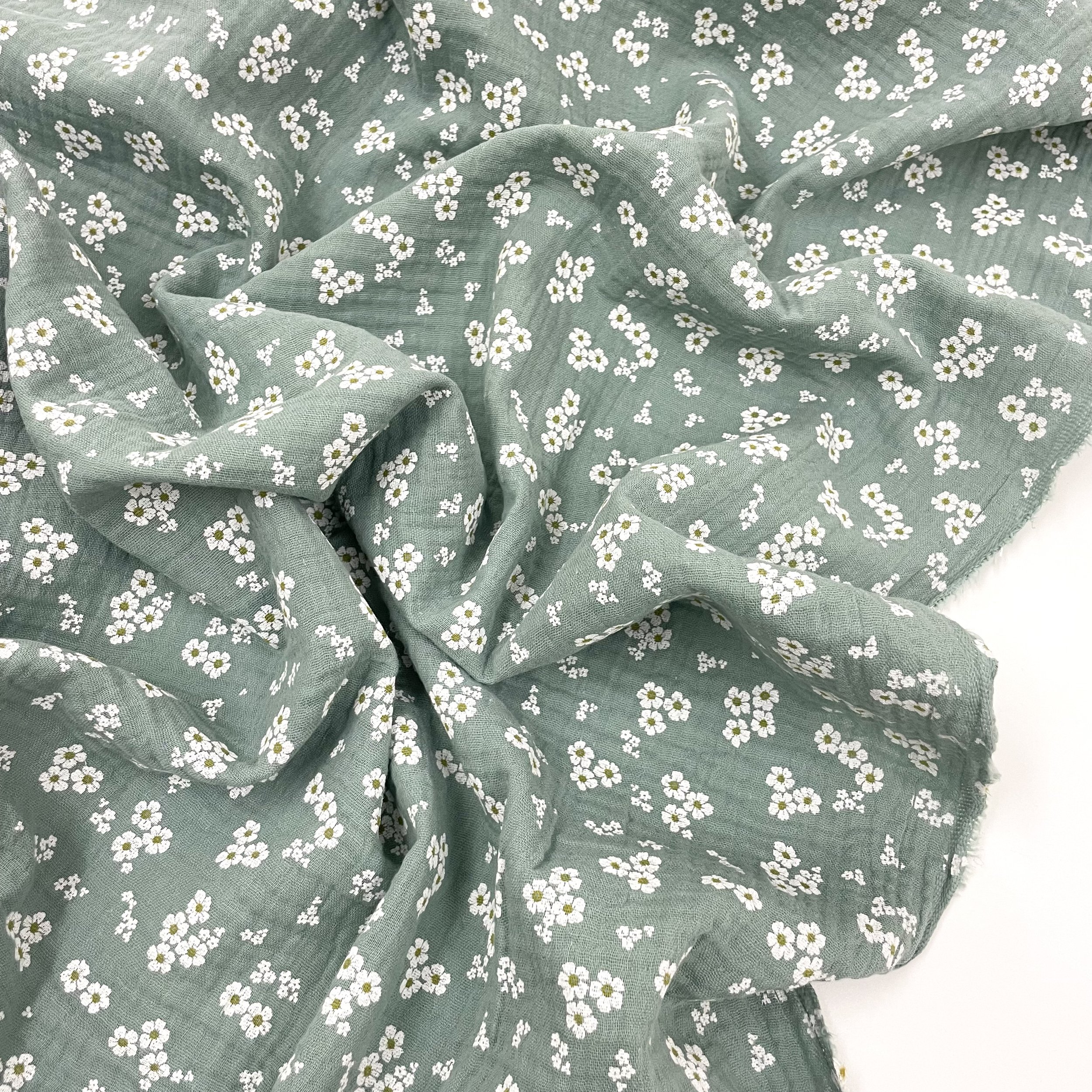 Hey Sew Sister - Ditsy floral Print - Antique Blue Cotton Double Gauze Fabric 2.jpeg