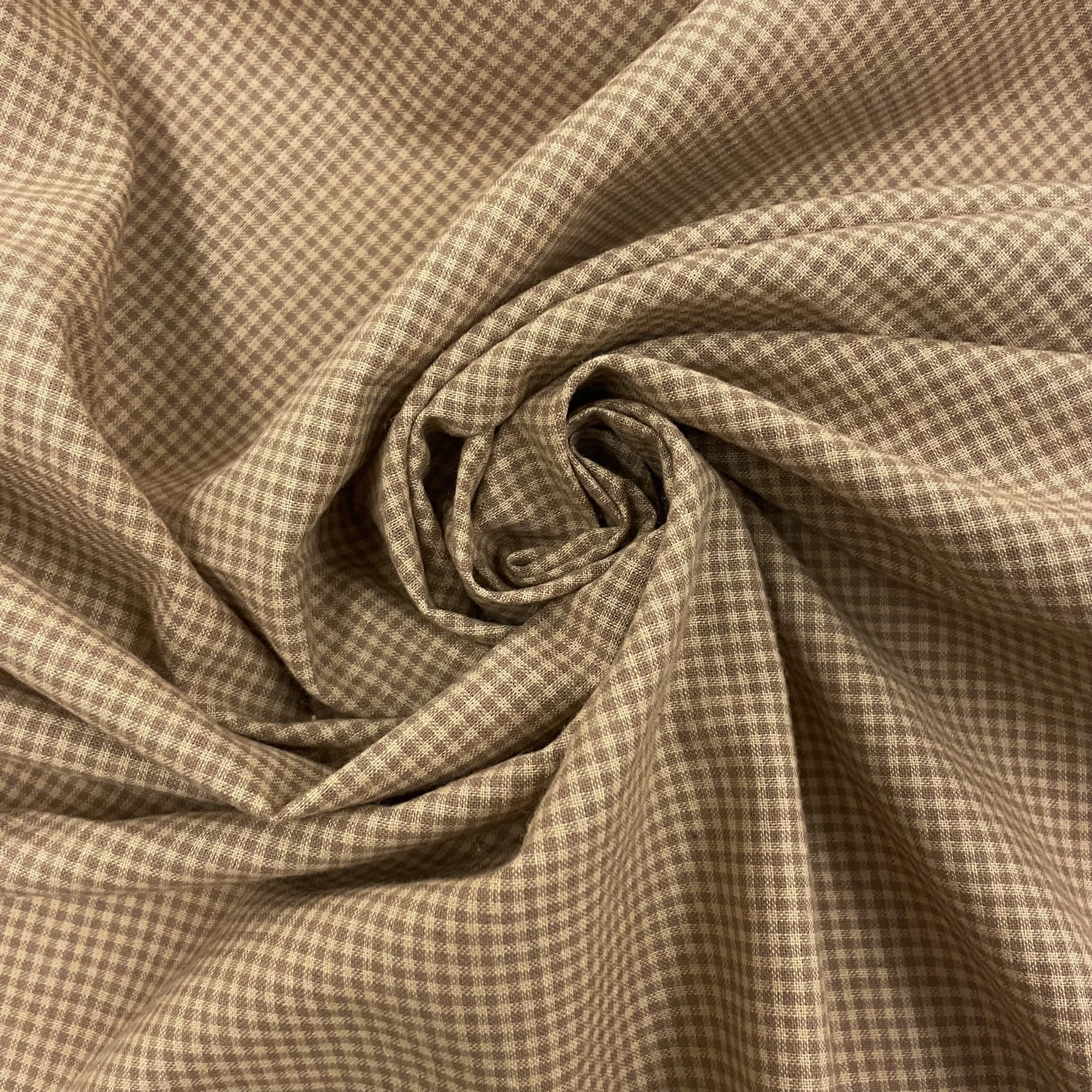 Hey Sew Sister - Handloom Hand Woven Yarn Dyed Cotton Fabric Check Plaid GIngham Stripe - Brown Beige - Lyon 3.jpeg
