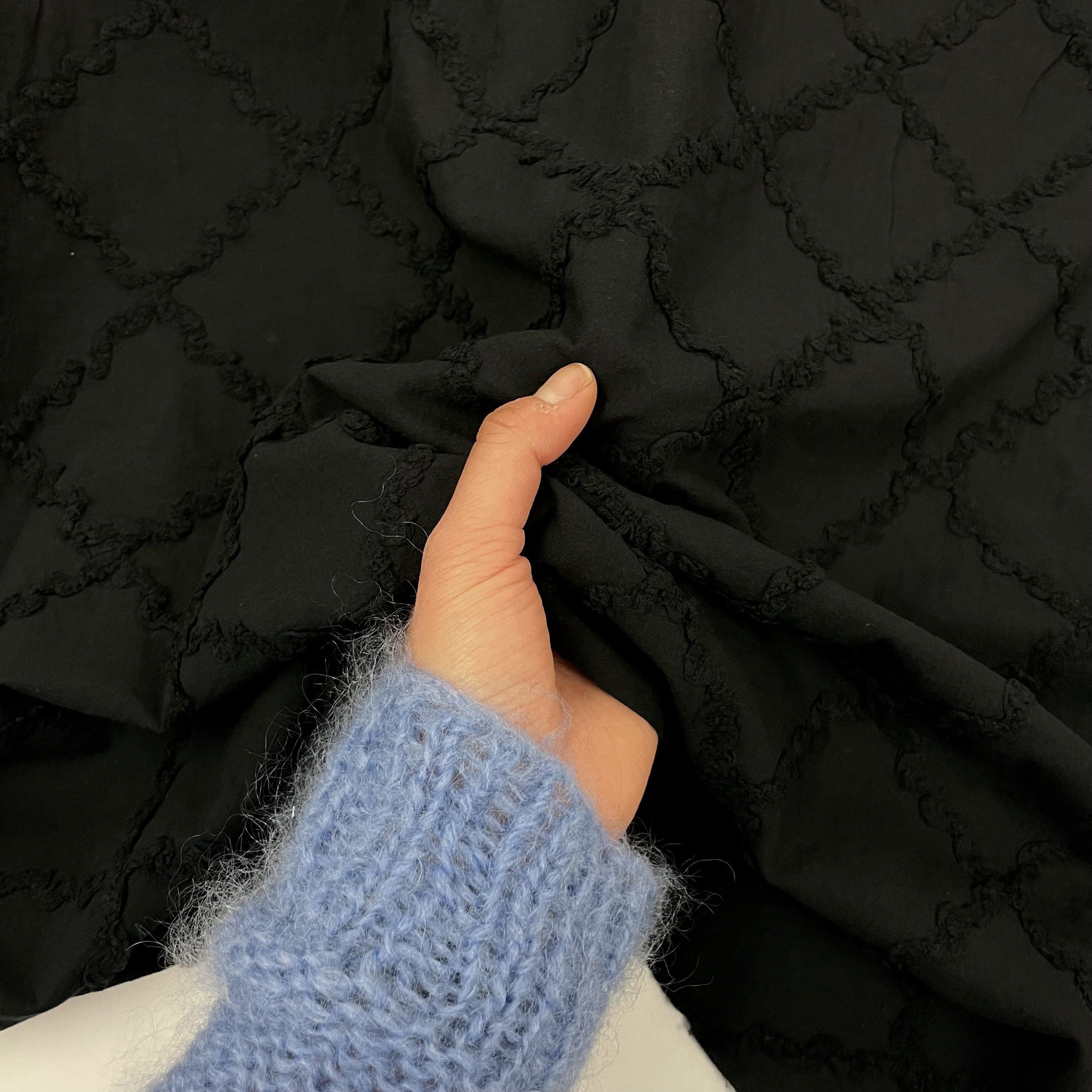 Hey Sew Sister - Wiggle Trellis Embroidered Cotton Fabric - Black 4.jpeg