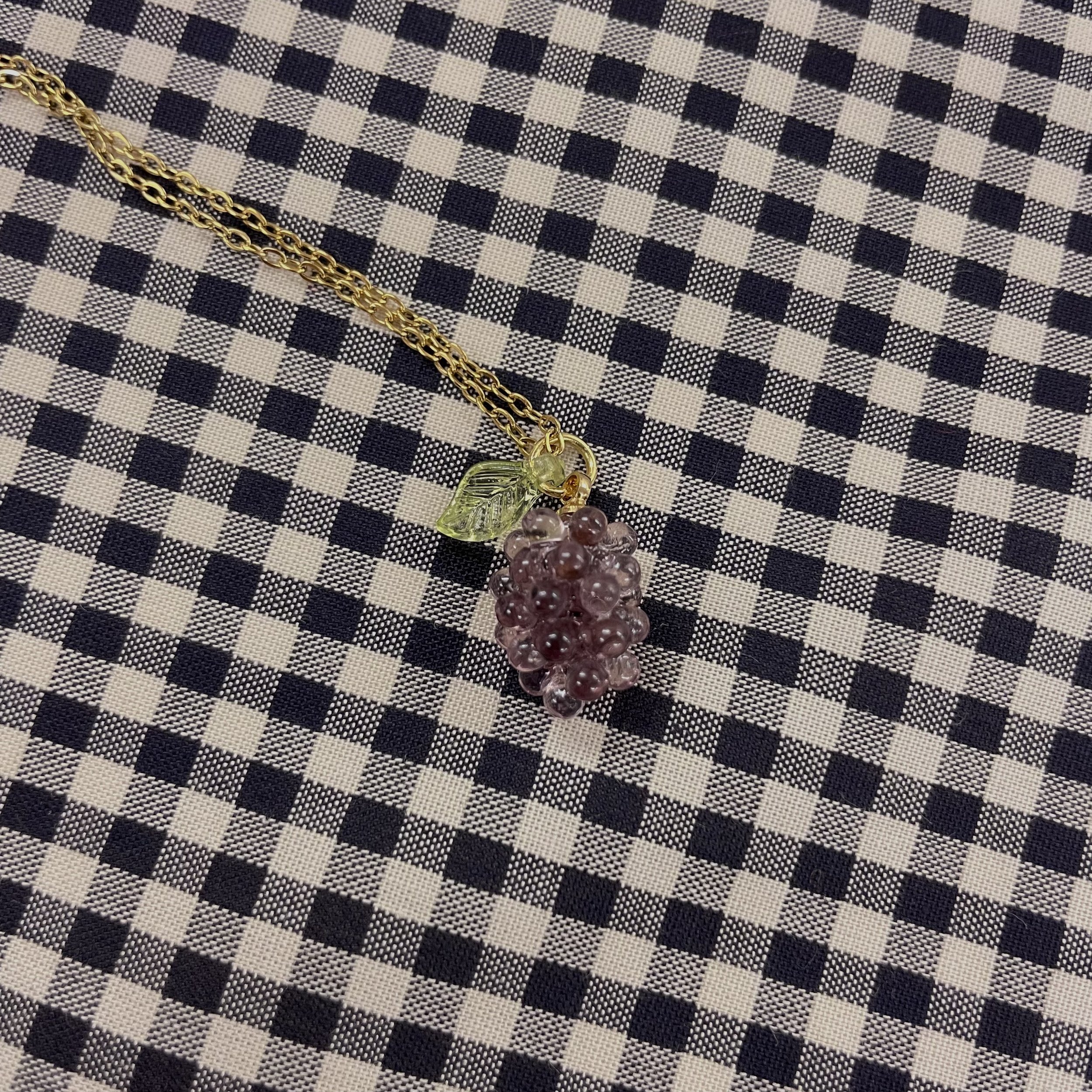 Hey Sew Sister - Purple Grape Glass Lampwork Necklace 2.jpeg
