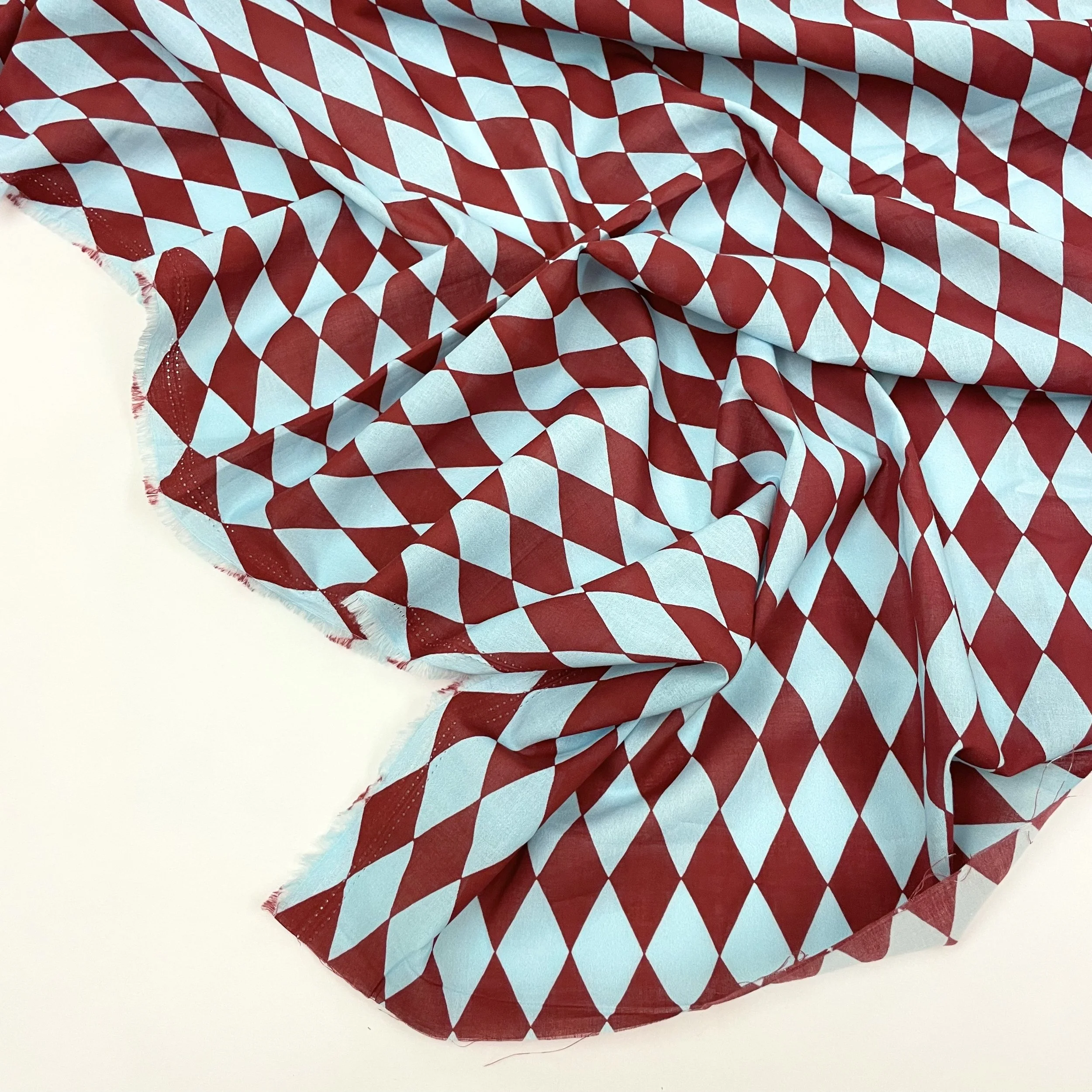 Hey Sew Sister - Sister's Harlequin - Blue and Red Diamond Harlequin Print Cotton Fabric For Sewing Dressmaking 2.jpeg