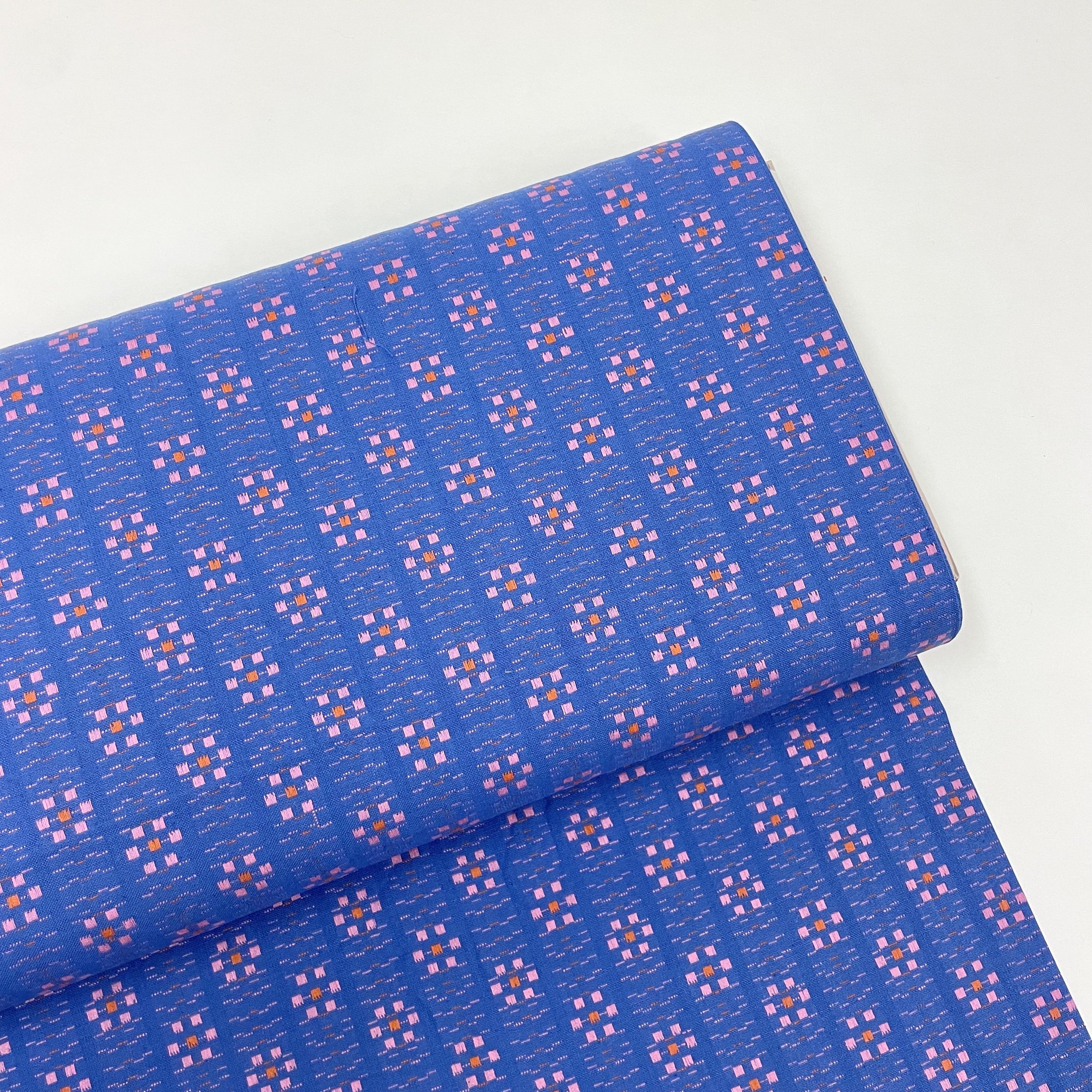Hey Sew Sister - Fableism Supply Co - Cobalt Daisy from Swedish Holiday by House that Lars Built - Blue Yarn Dyed Daisy Flower Cotton Fabric 1.jpeg