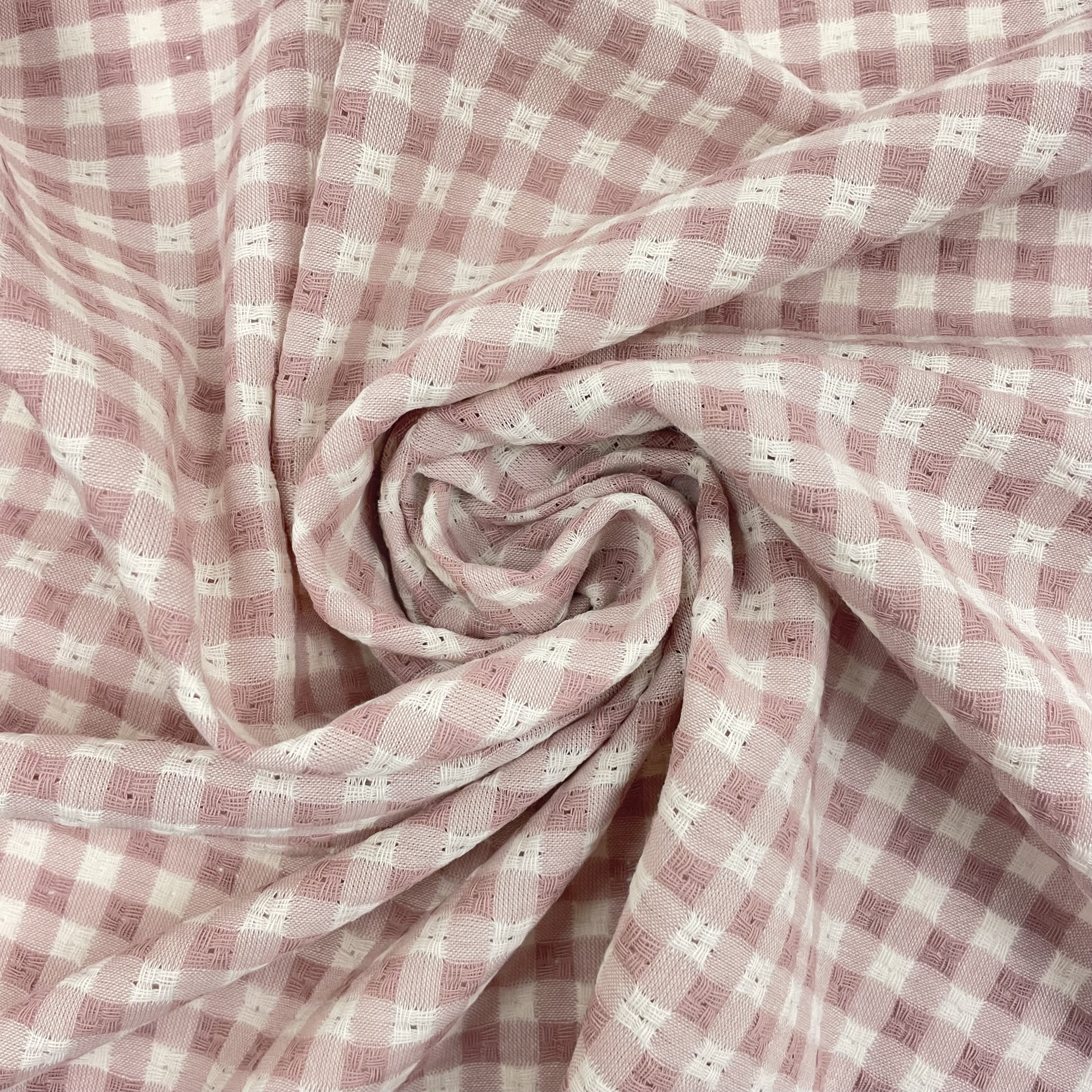 Phoebe - Loose Weave Textured Cotton Gingham - Pale Pink 3.jpeg