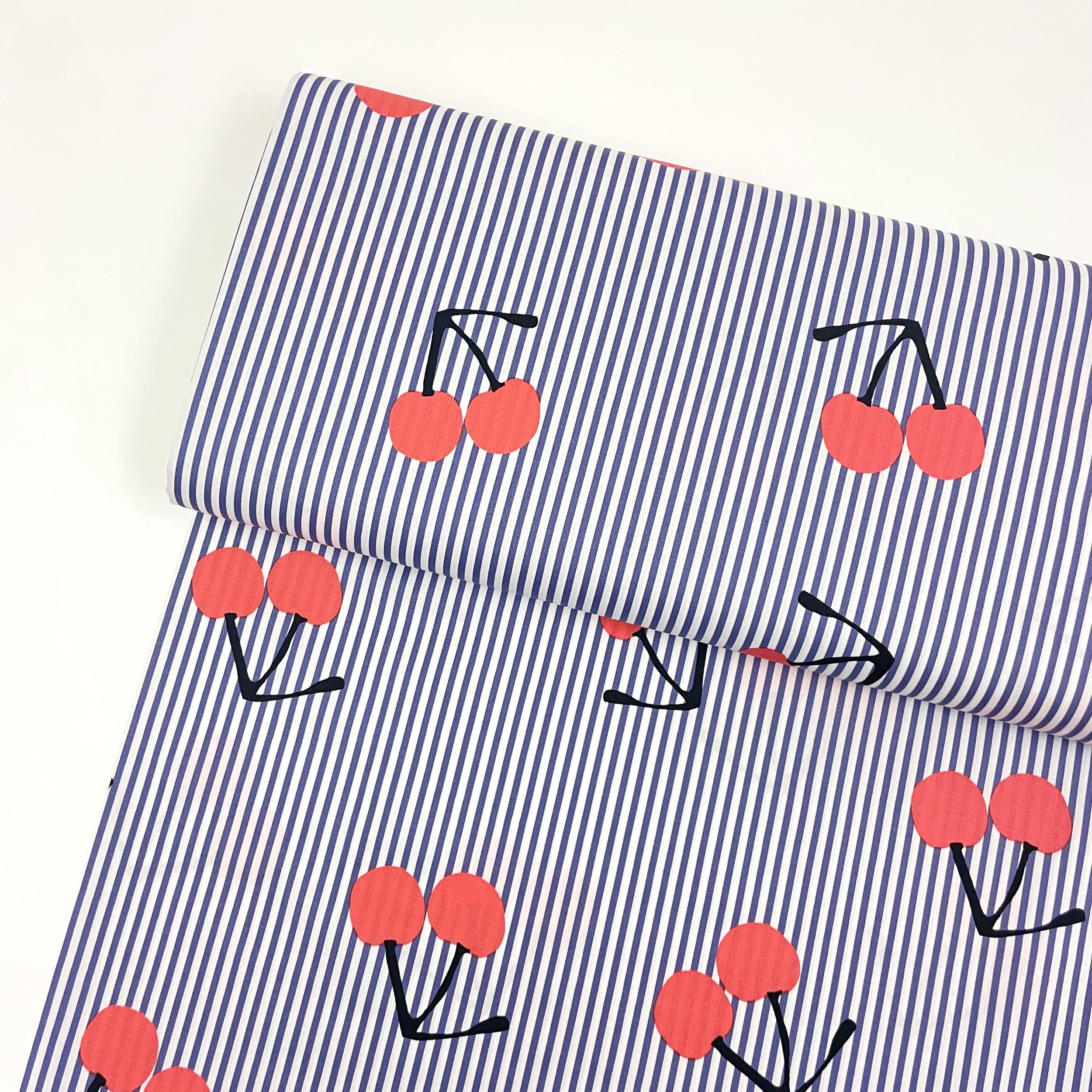 Hey Sew Sister - Cherry Stripe Print Stretch Cotton Fabric 1.jpeg