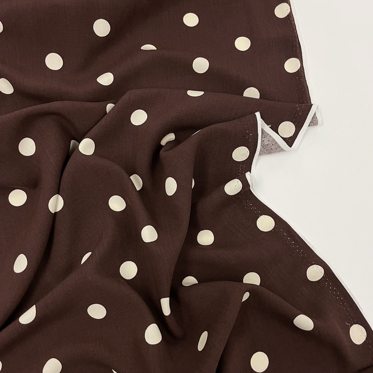 Hey Sew Sister - Pippi - Polka Dot Viscose Rayon Popline Print fabric - brown and ivory 2.jpeg
