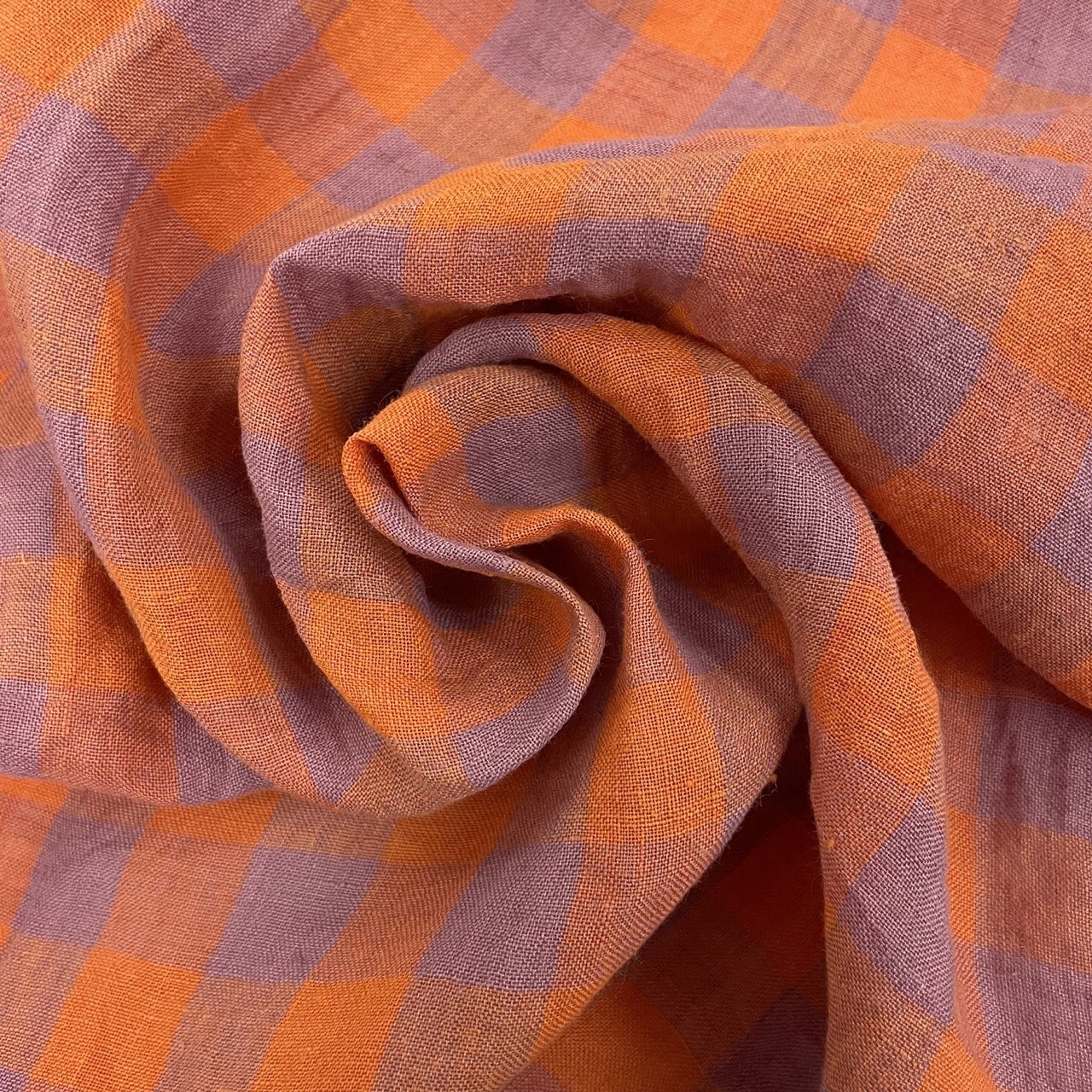 Hey Sew Sister - Campsite Linen Gingham Fabric - Lilac and Orange - Trail Mix 3.jpeg