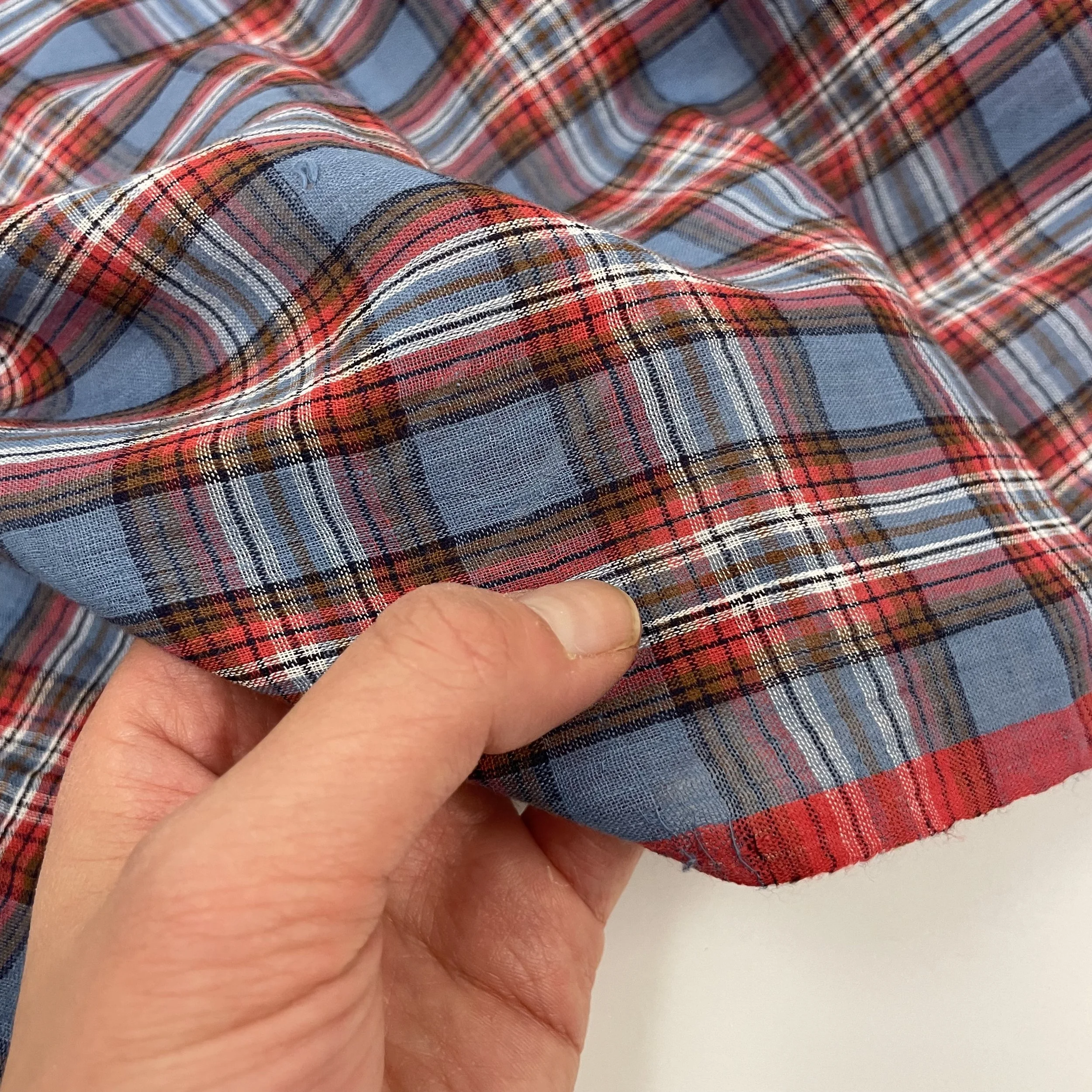 Hey Sew Sister - Vi - Red Blue White Check  GIngham Plaid Check Handwoven Handloom Cotton Fabric 3.jpeg