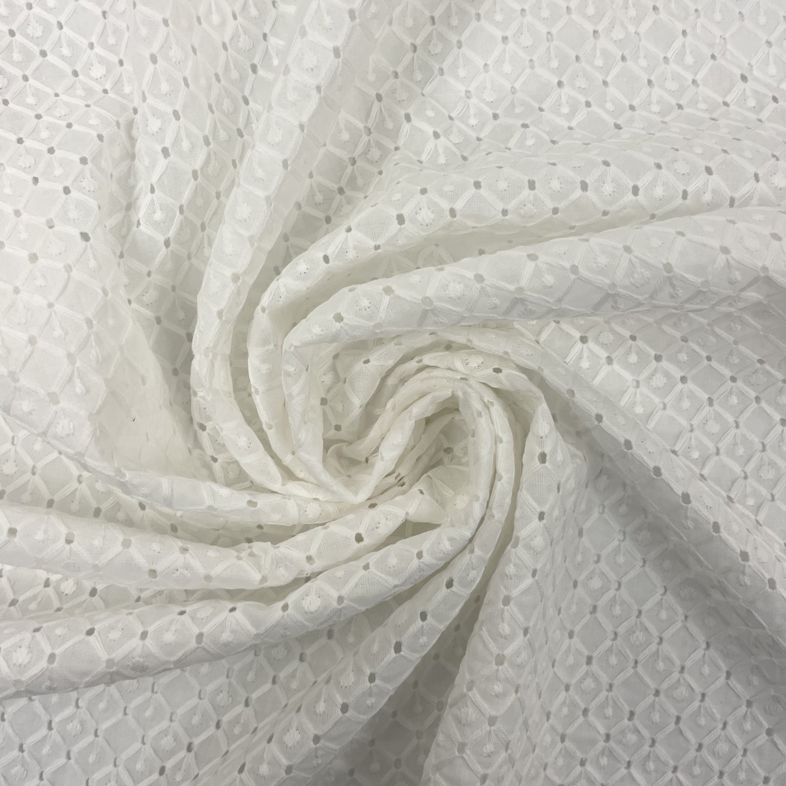 Hey Sew Sister - Petite Dot Grid Eyelet Embroidered Cotton Fabric For Sewing Dressmaking Ecru 3.jpeg
