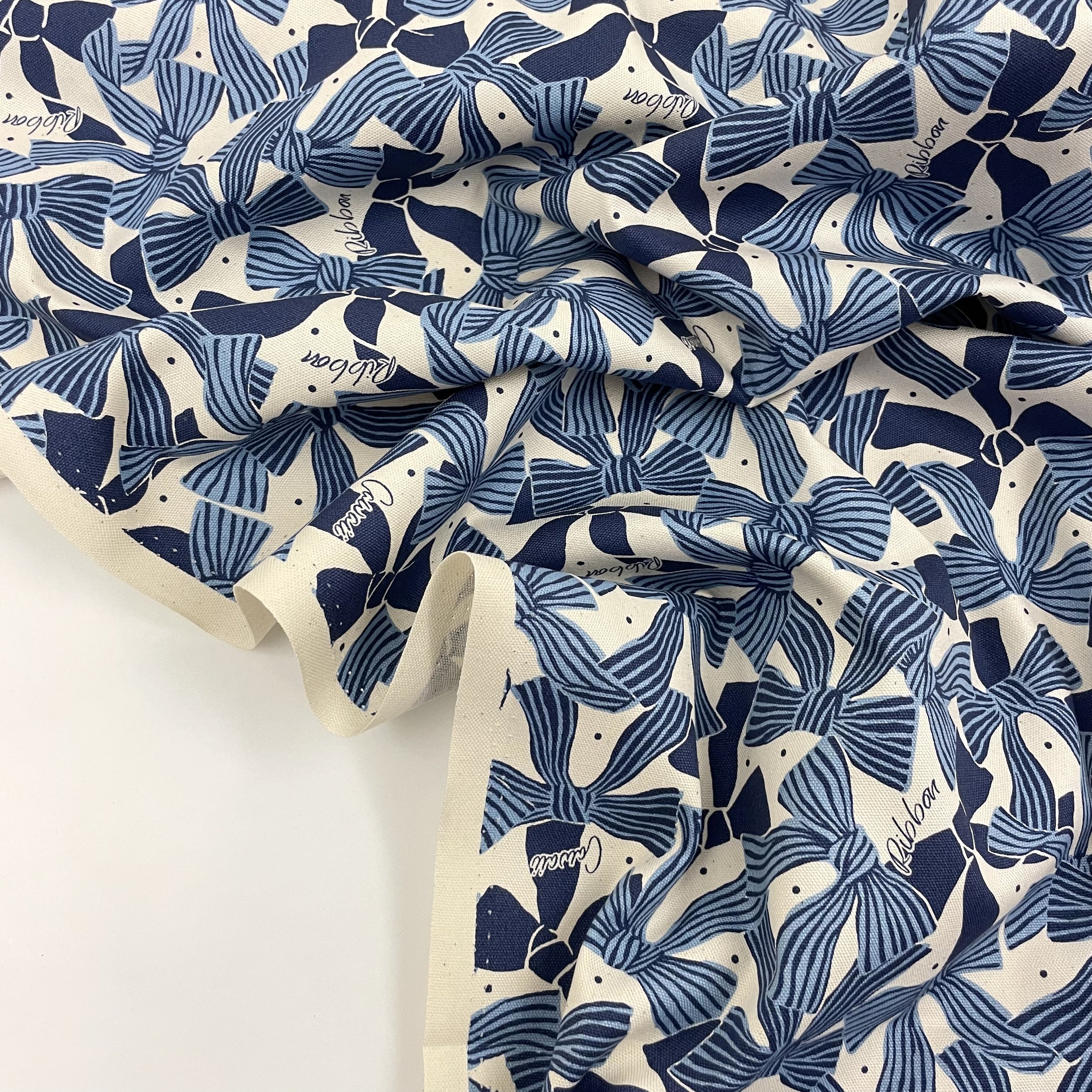 Hey Sew Sister - Kokka - Blue Ribbon Cawai Cute Bow Print Cotton Fabric 2.jpeg