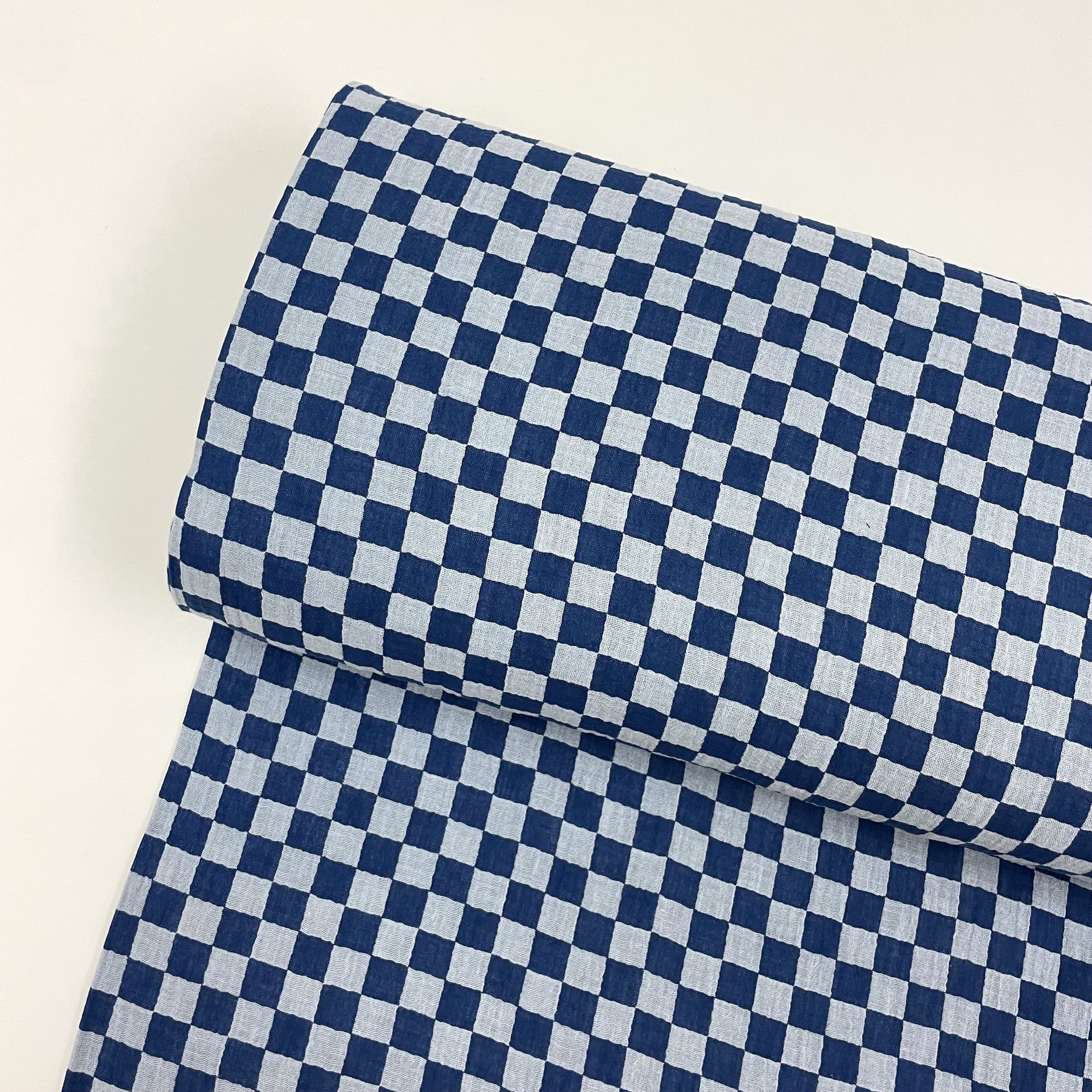 Hey Sew Sister - Lennox - Yarn Dyed Checkerboard Cotton Double Gauze - Blue Jeans 1.jpeg