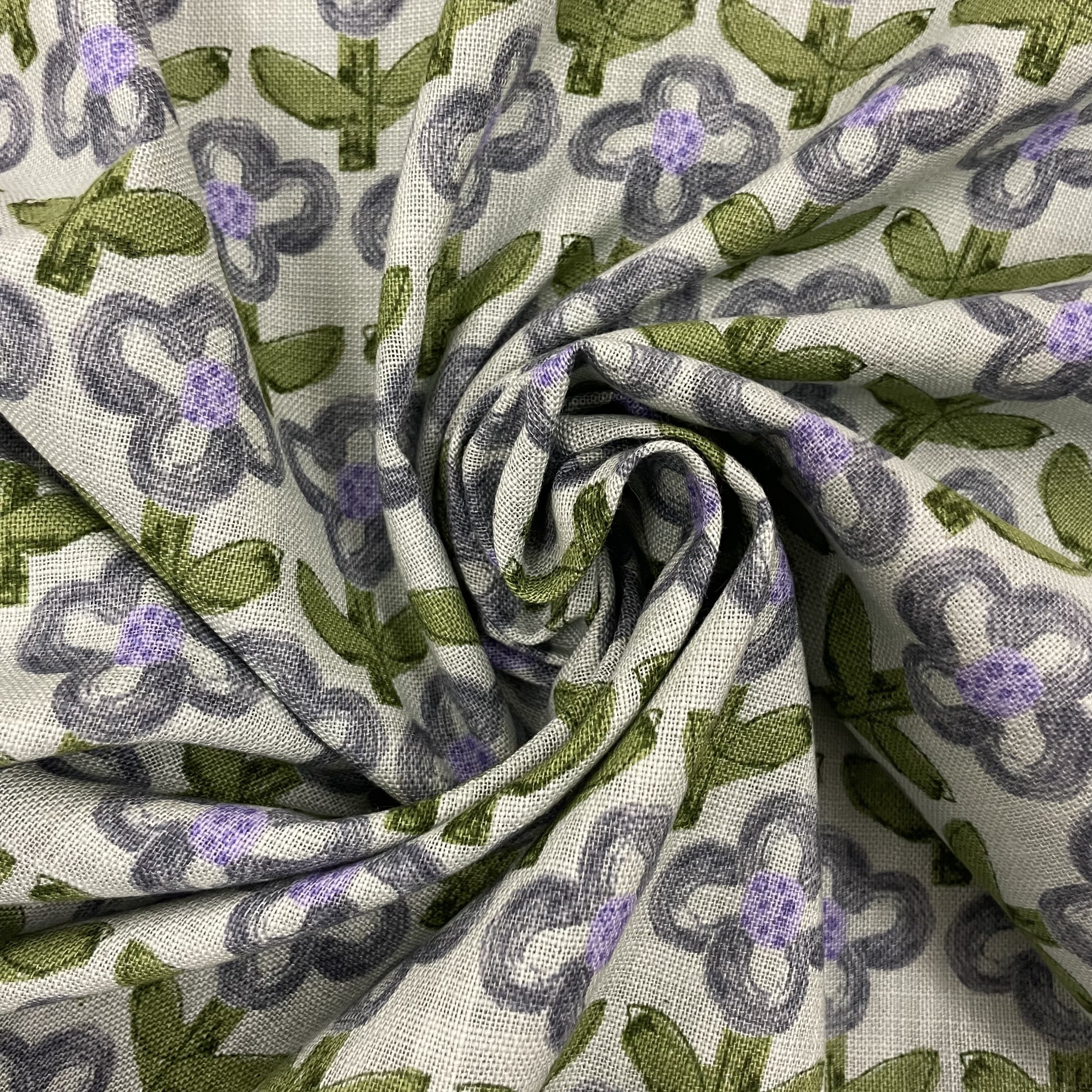 Hey Sew Sister - Sevenberry Japan - Nobana Hanako - Cute Flower Print Loose Weave Cotton Fabric - Light Blue 3.jpeg