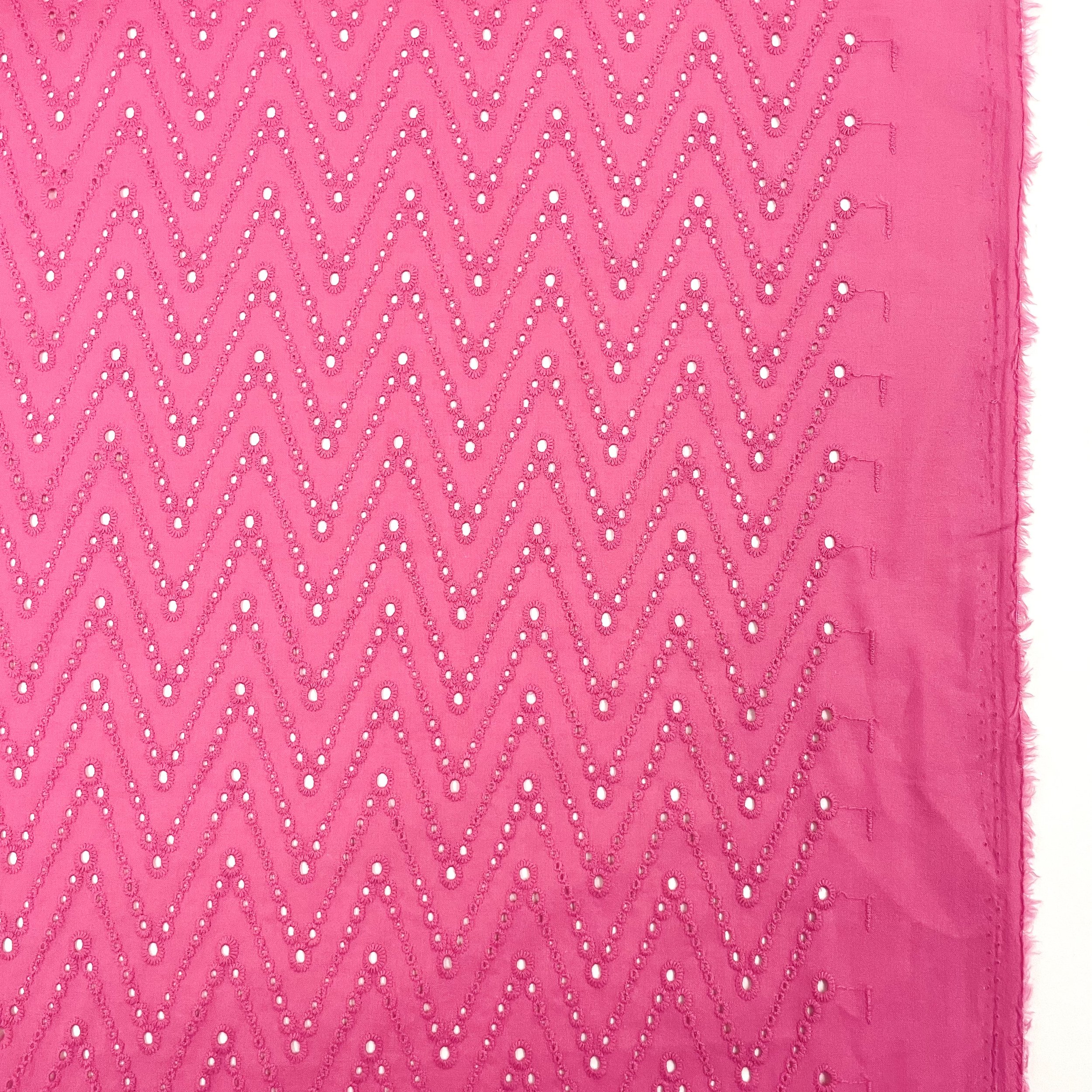 Hey Sew Sister - Chevron Eyelet Embroidered Cotton Fabric - Fuchsia 1.jpeg