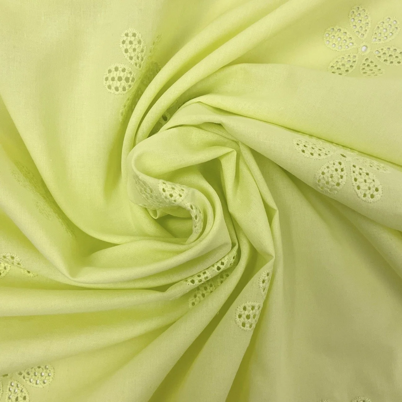Hey Sew Sister - Eyelet embroidery Flower Cotton Voile Fabric - Chertreuse Yellow Green 3.jpeg