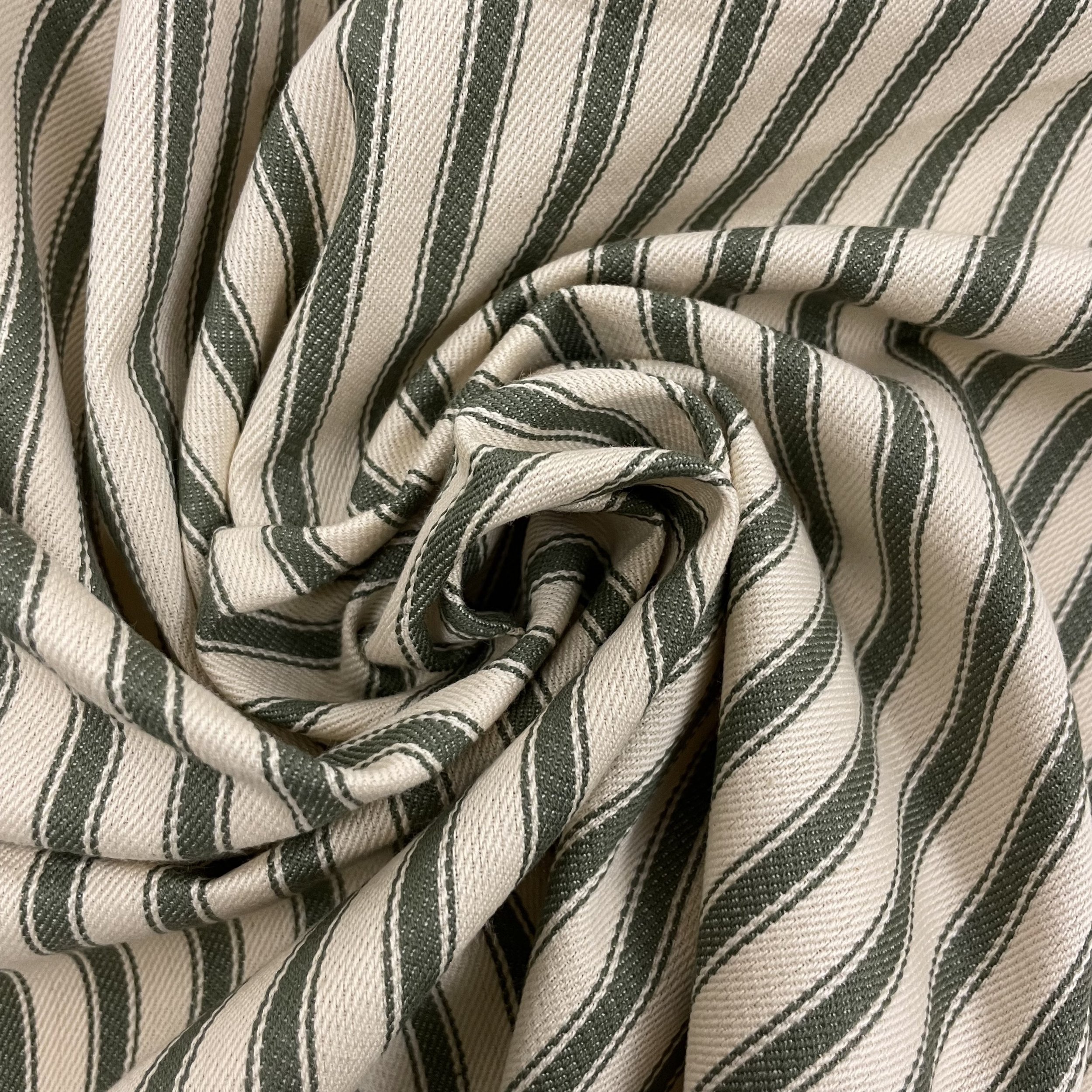 Hey Sew Sister - Ticking Stripe Yarn Dyed Cotton Fabric - Olive 3.jpeg