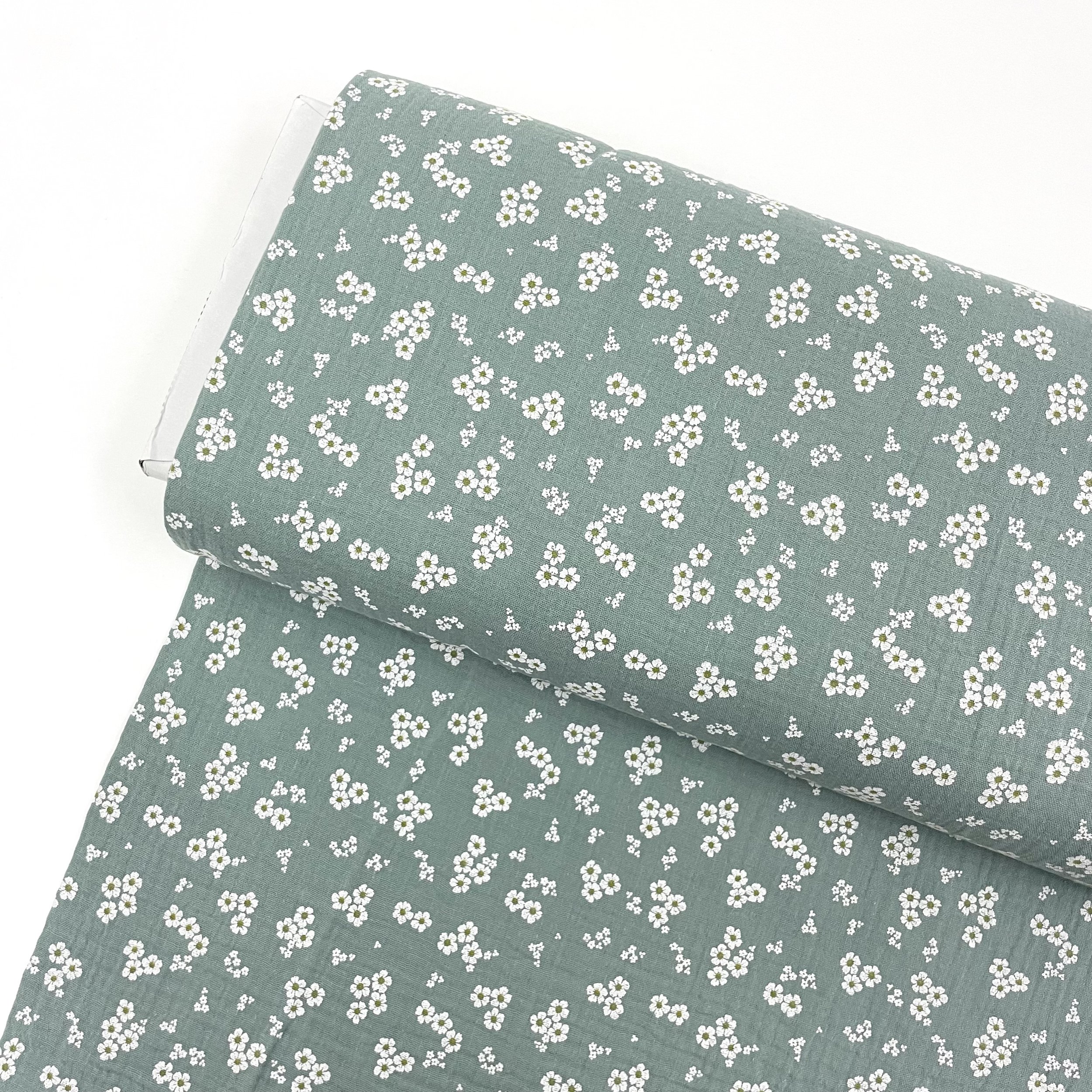 Hey Sew Sister - Ditsy floral Print - Antique Blue Cotton Double Gauze Fabric 1.jpeg