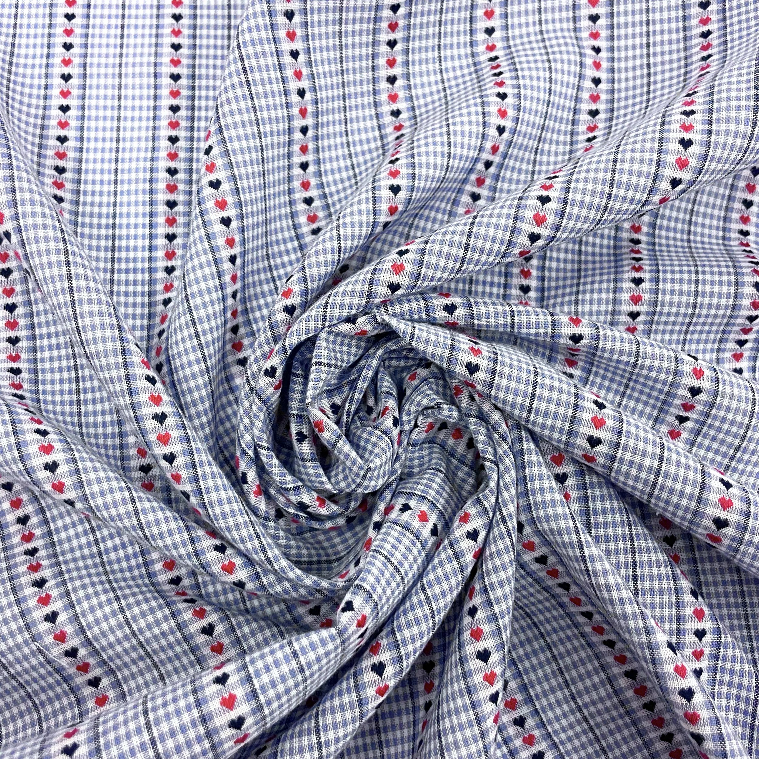 Hey Sew Sister - Tiny Hearts Yarn Dyed Light Blue Gingham Cotton Fabric 5.jpeg