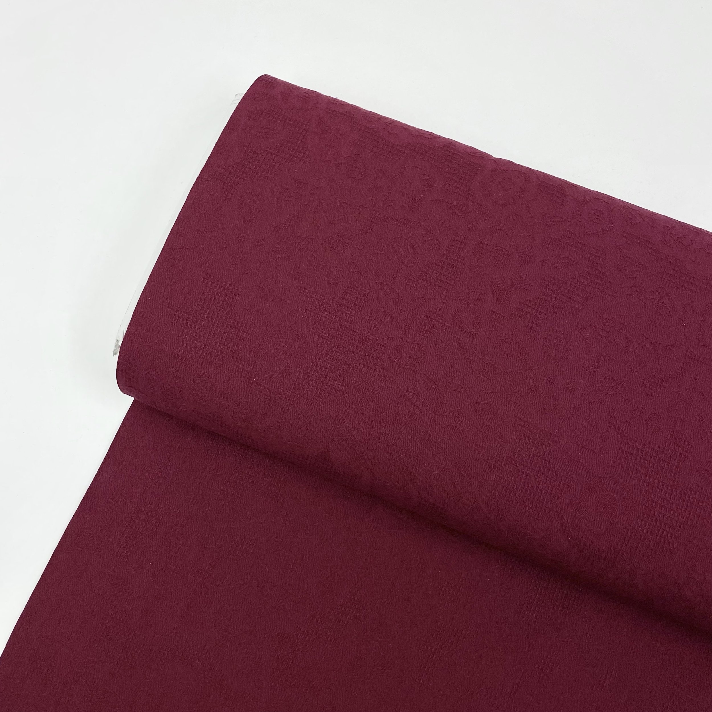 Hey Sew Sister - Floral Waffle Cotton Jacquard - Burgundy 1.jpeg