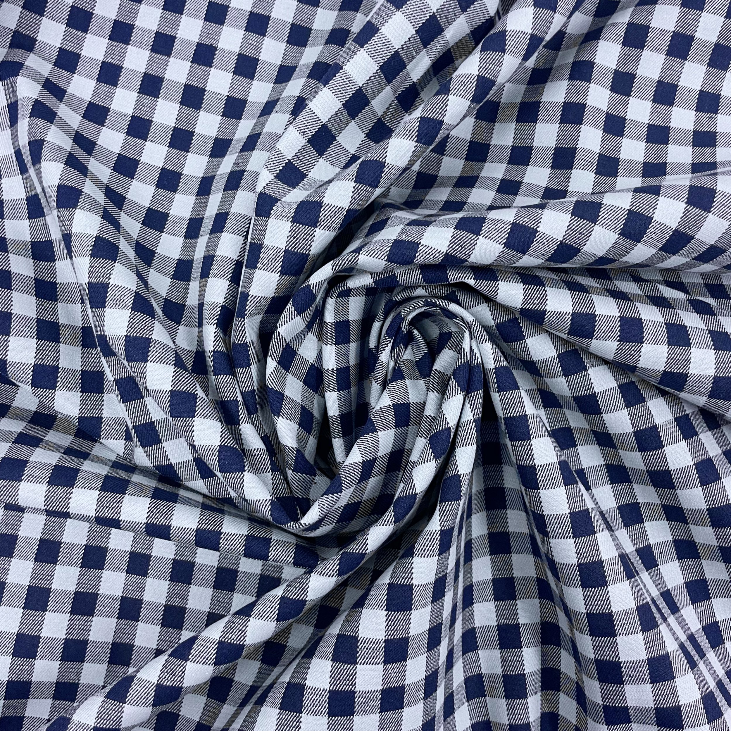 Hey Sew Sister - Marion - Monochrome Blue Gingham Print Stretch Cotton Denim Fabric 4.jpeg