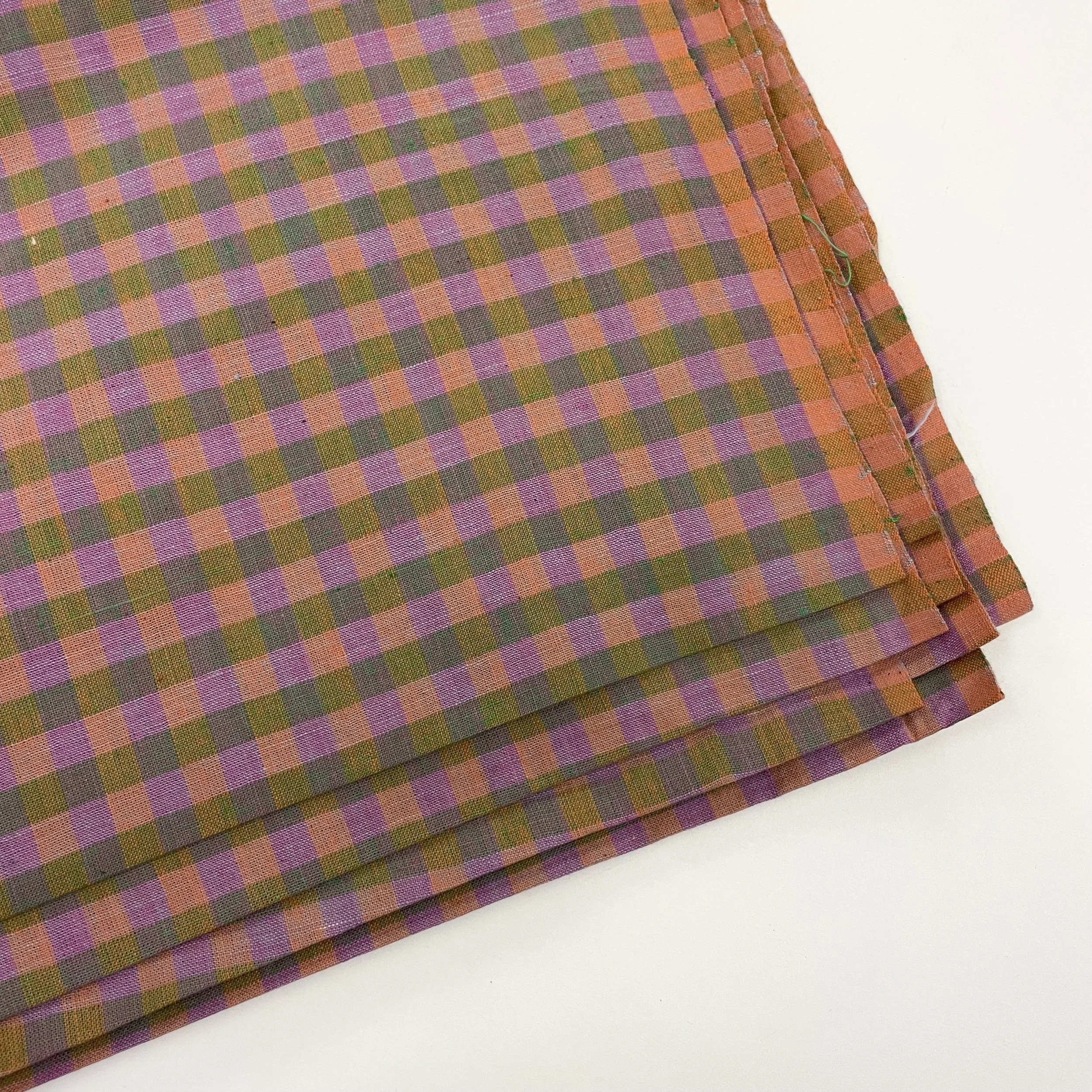 Hey Sew Sister - Handloom Hand Woven Yarn Dyed Cotton Fabric Check Plaid GIngham Stripe - Yellow Green Pink - Rannoch 1.jpeg
