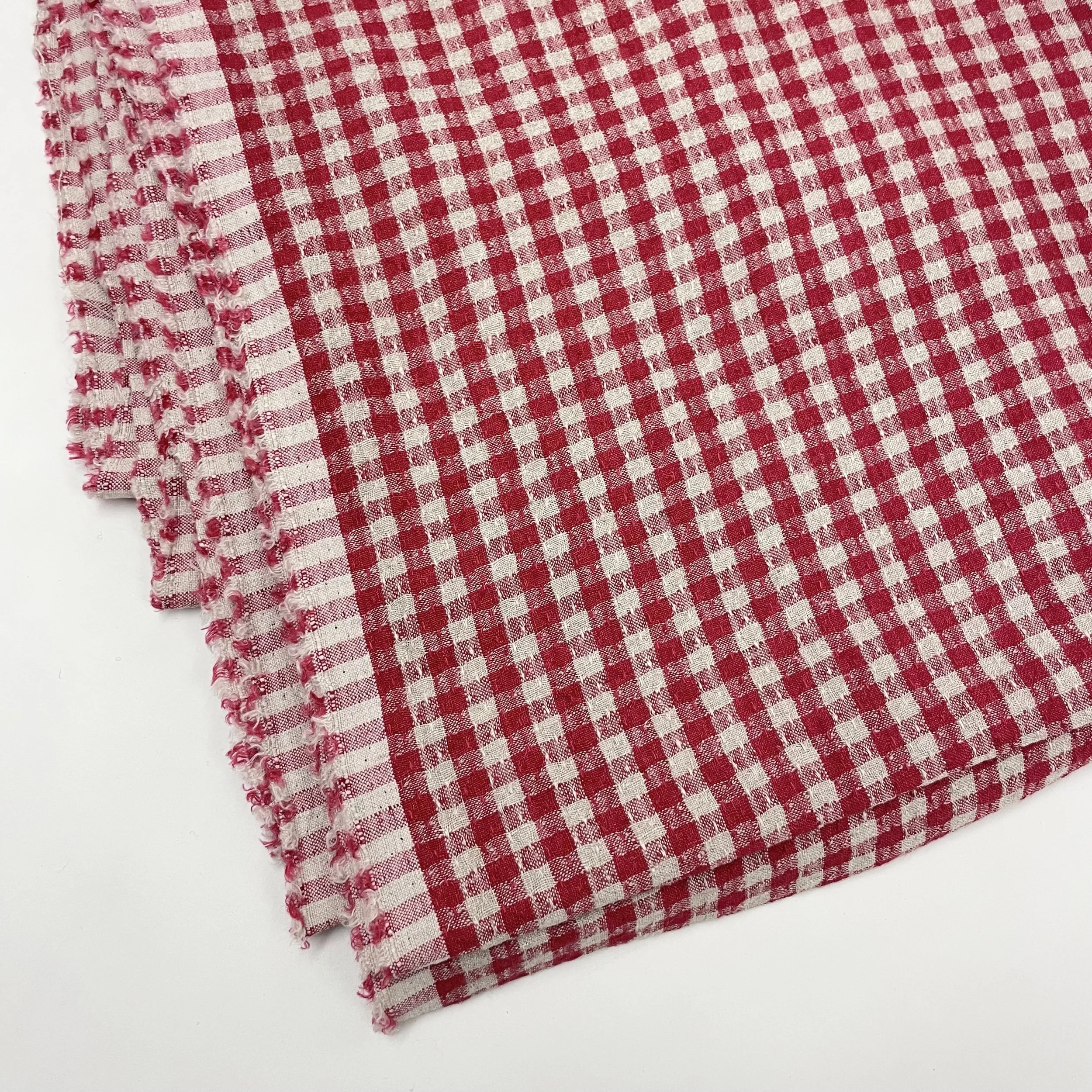 Hey Sew Sister - Yarn Dyed Dobby Gingham European Linen - Cherry Natural 1.jpeg