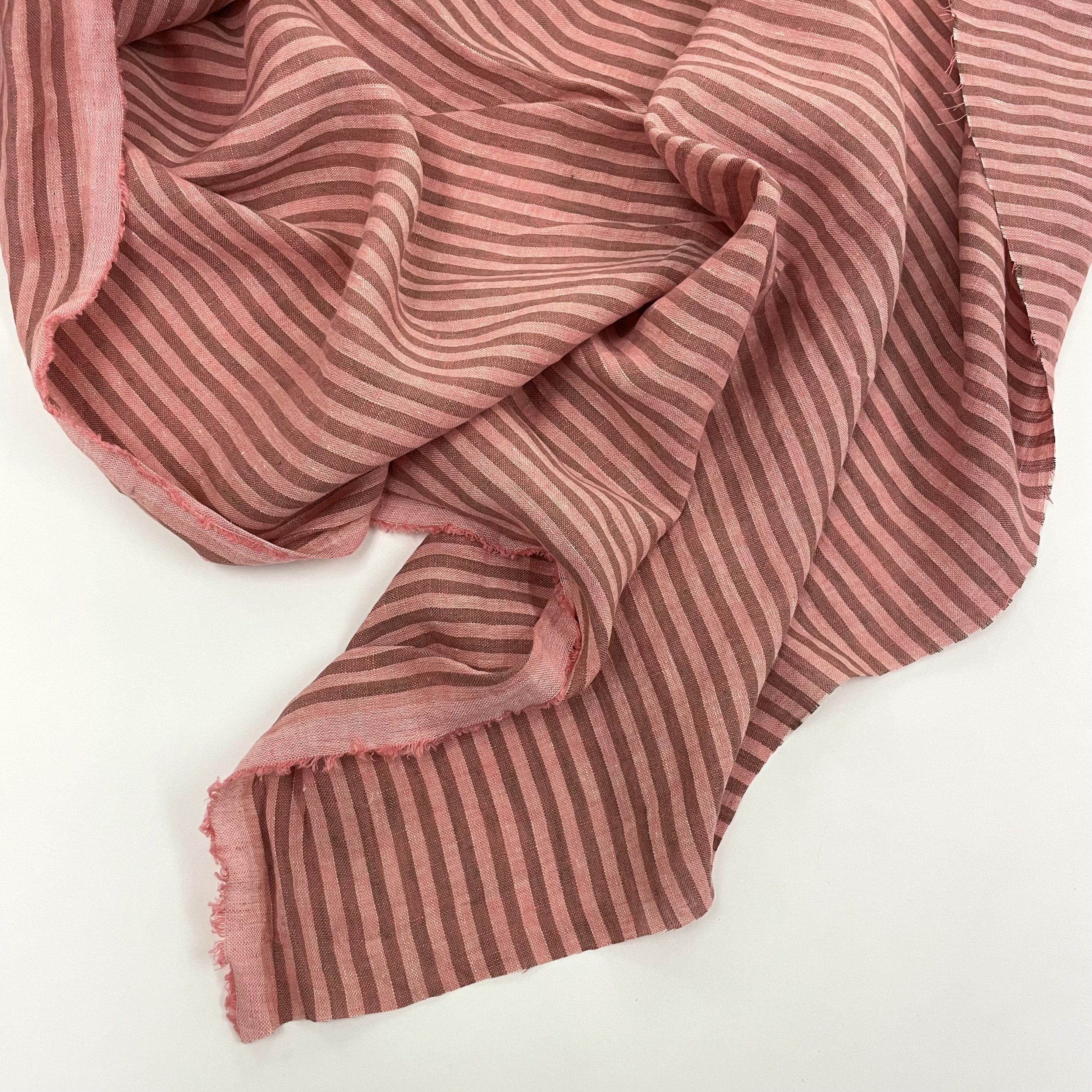 Hey Sew Sister - Cola Cube Soft Pink Red Stripe Linen Fabric 2.jpeg