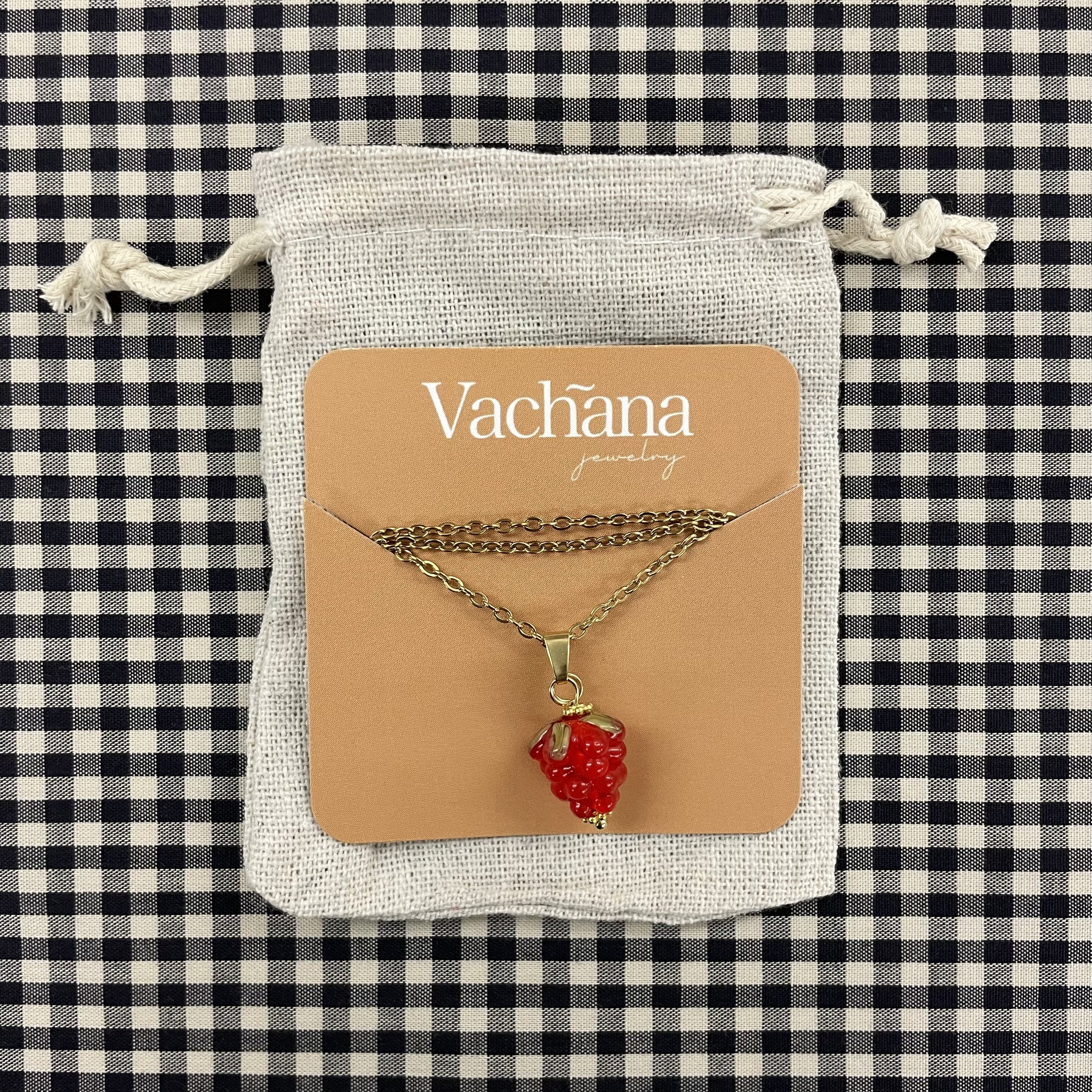 Hey Sew Sister - Raspberry Glass Pendant Necklace 1.jpeg