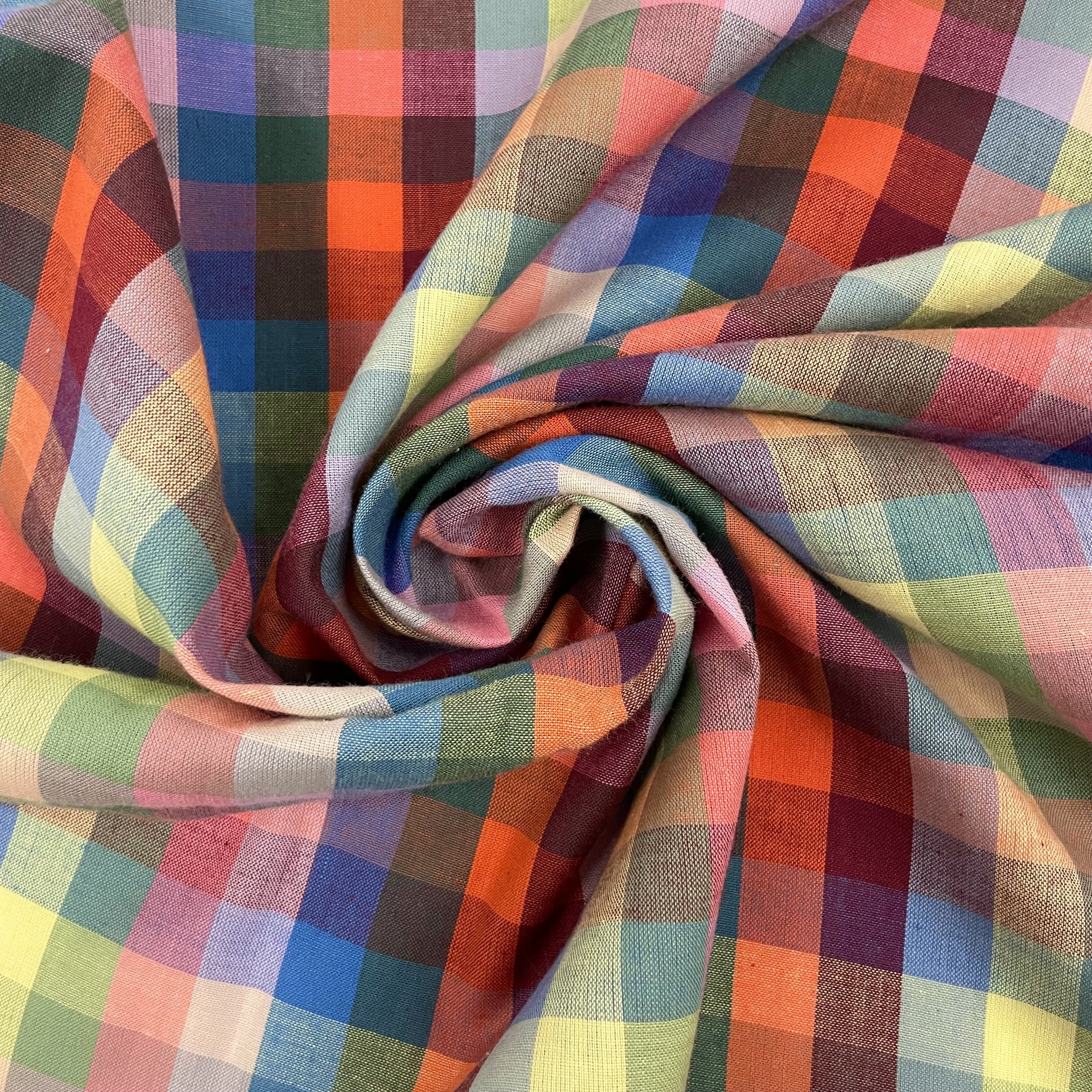 Hey Sew Sister - Merchant and Mills - Pom Pom - Organic Cotton Fabric - Rainbow Check Plaid Cotton Dress Fabric 4.jpeg