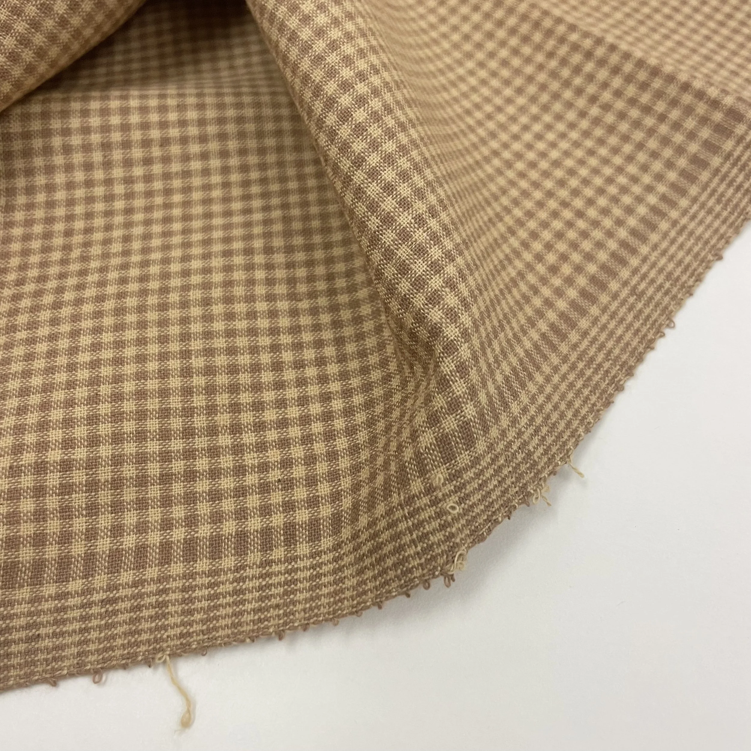 Hey Sew Sister - Handloom Hand Woven Yarn Dyed Cotton Fabric Check Plaid GIngham Stripe - Brown Beige - Lyon 5.jpeg
