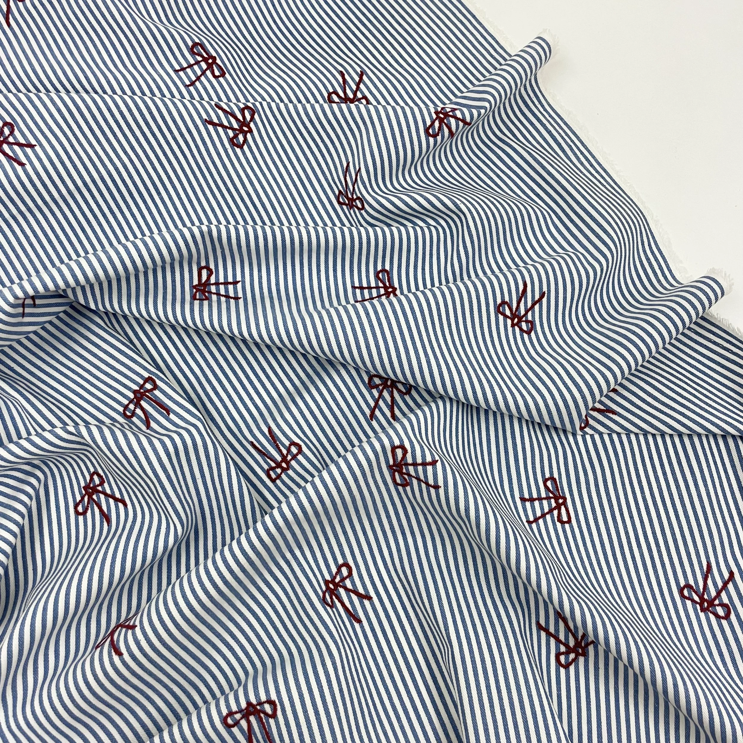 Hey Sew Sister - Valerie - Yarn Dyed Stripe Cotton Twill with Bow Embroidery 2.jpeg