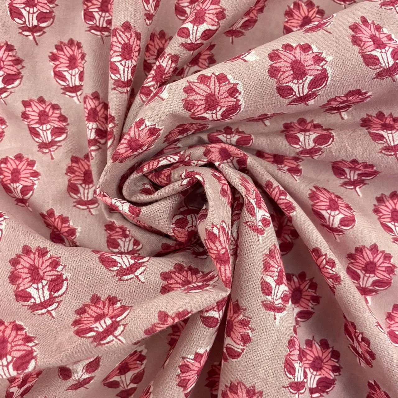 Hey Sew Sister - Sherbert - Bagru Block Print - Floral Print Lightweight Organic Cotton For Sewing -Pink Tonal 3.jpeg