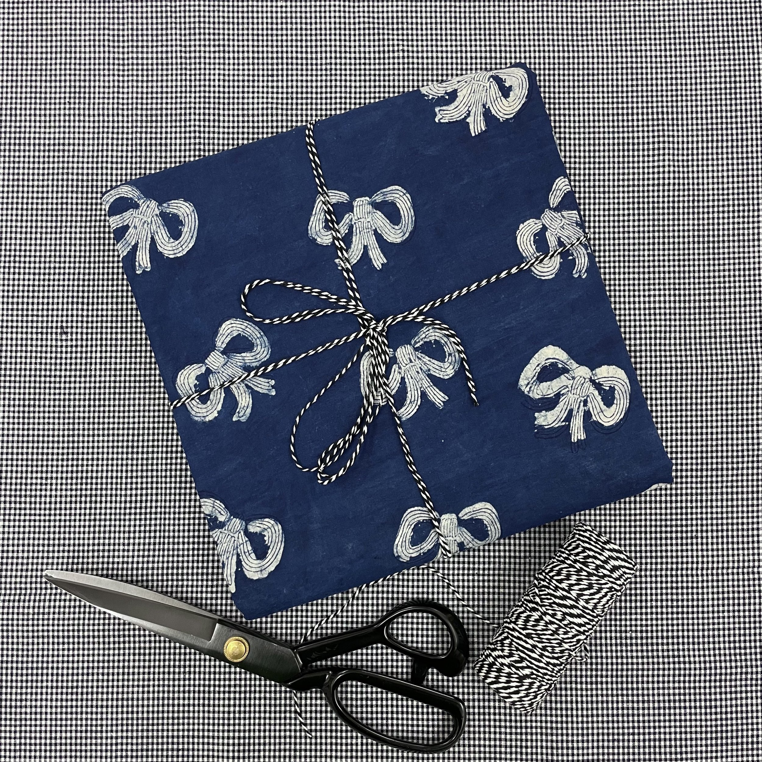 Hey Sew Sister x Fluid + Drape BOWIE - Bow Print Block Print Organic Cotton Fabric Indigo Dyed 5.jpeg
