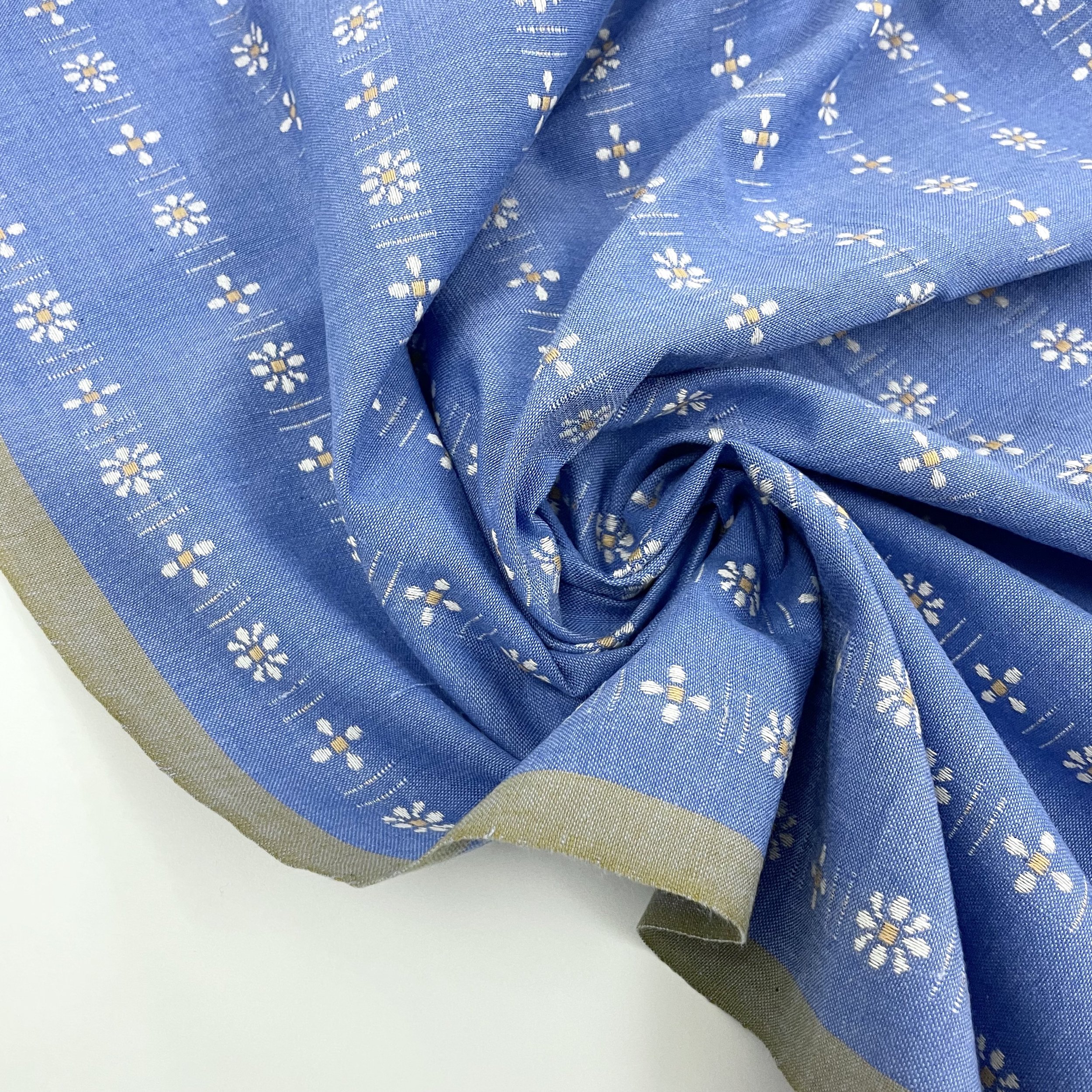 Hey Sew Sister - Fableism - Cornflower from Forest Forage - Blue Yarn Dyed Daisy Floral Cotton Fabric 3.jpeg