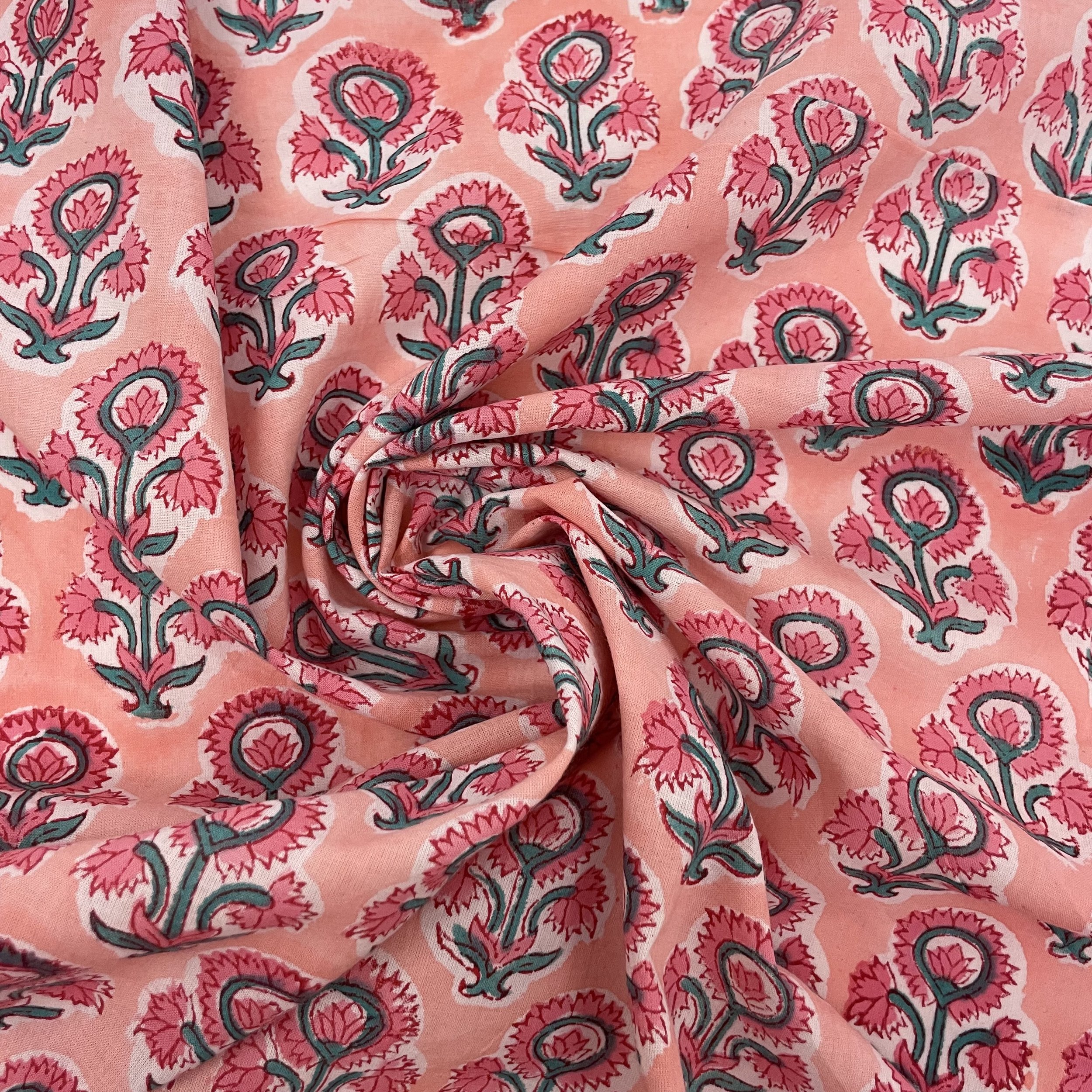 Hey Sew Sister - Jaipuri Buti Floral - Block Printed Lightweight Cotton - Pink Mughal 3.jpeg