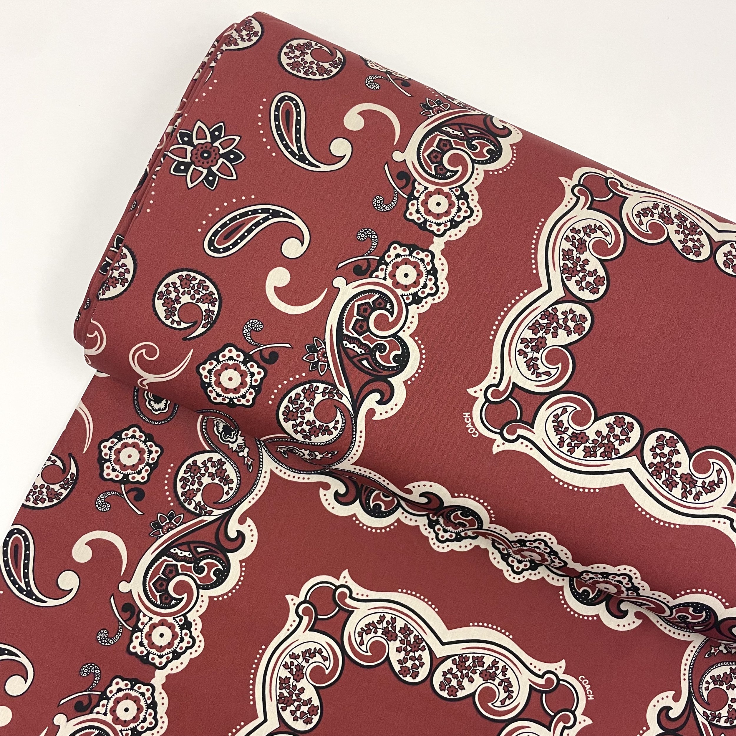 Hey Sew SIster - Coach Red Paisley Double Faced Coating Fabric 1.jpeg