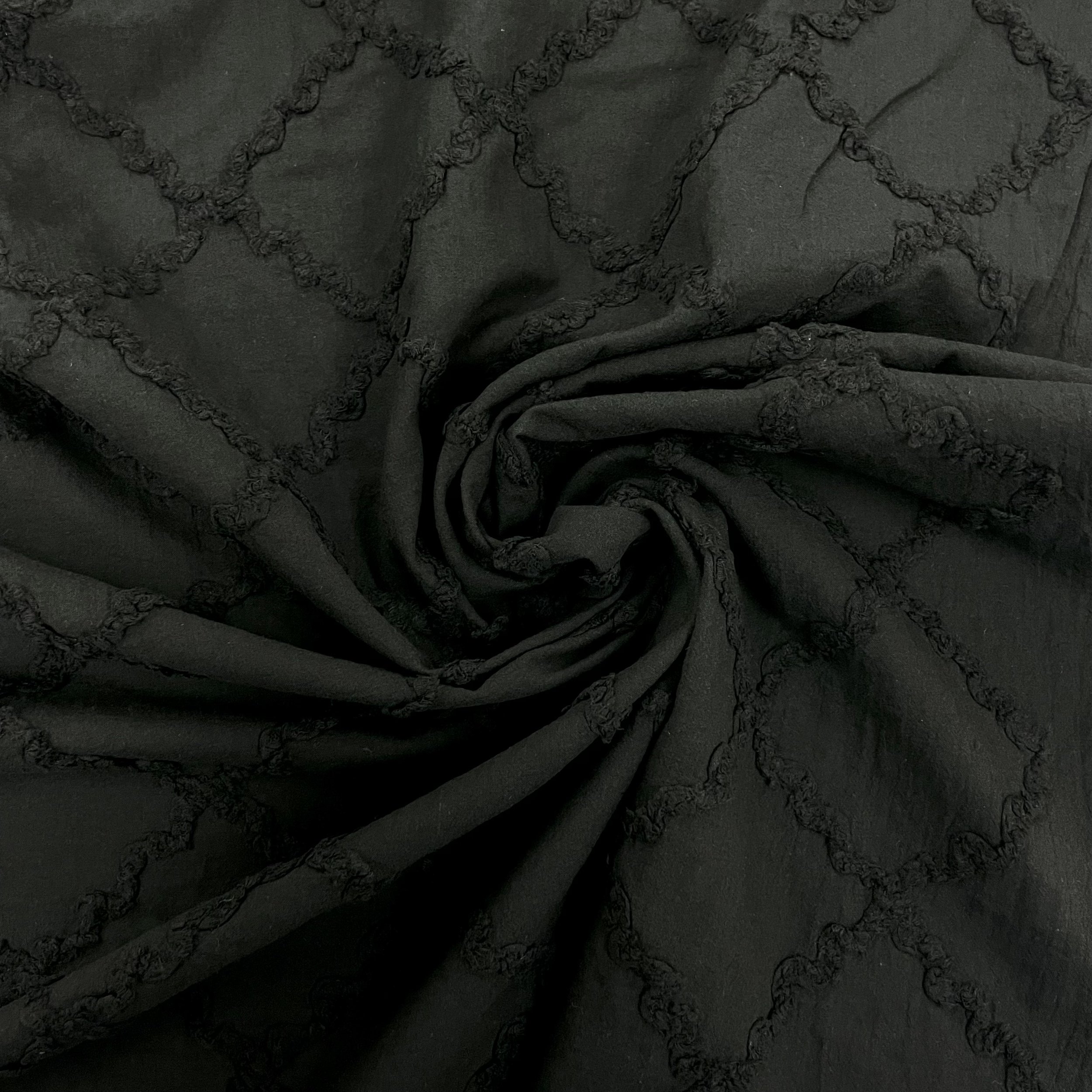 Hey Sew Sister - Wiggle Trellis Embroidered Cotton Fabric - Black 3.jpeg