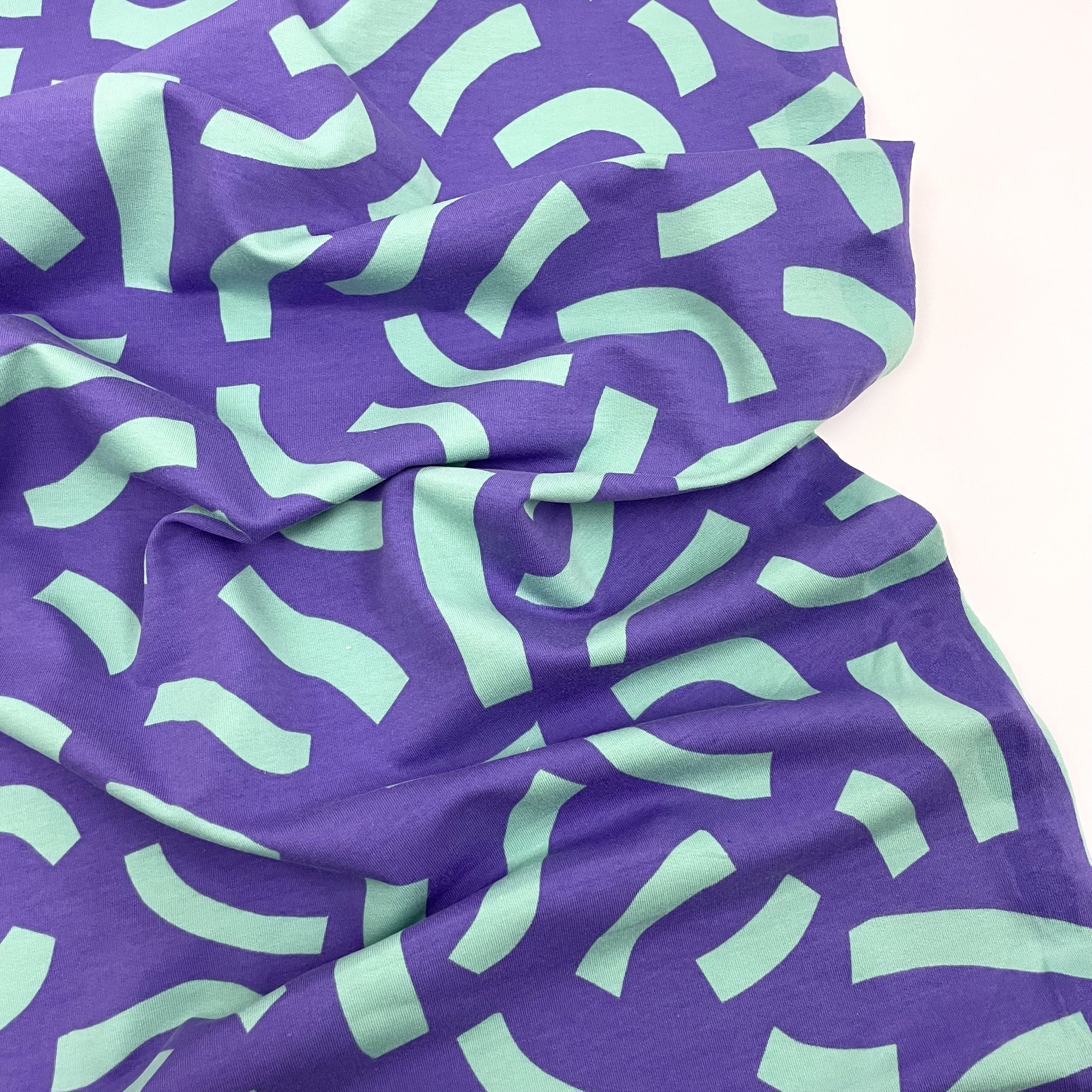 Hey Sew Sister - Nerida Hansen - Playful - Confetti Print Cotton French Terry Fabric - Purple and Green 2.jpeg