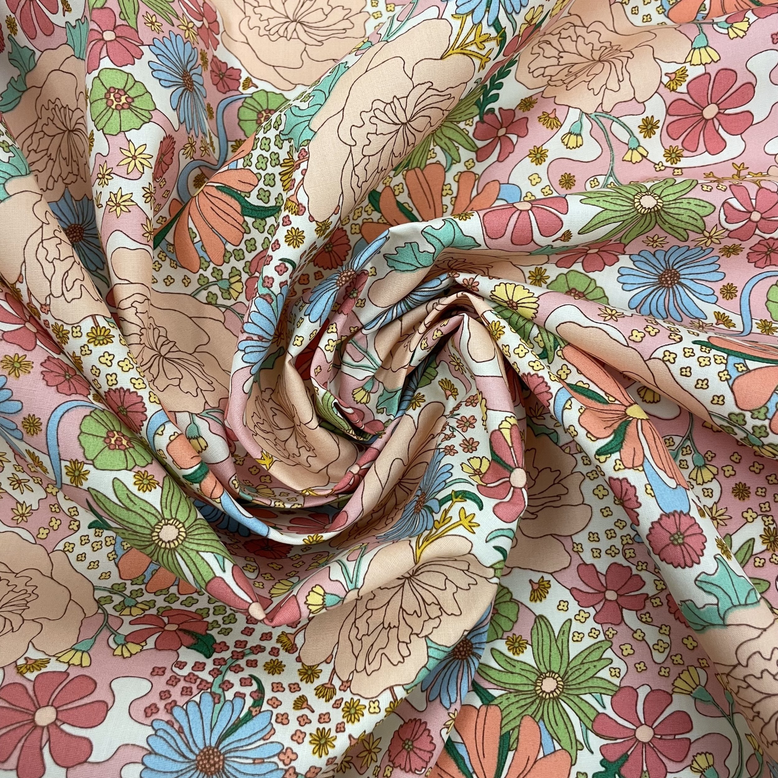 Hey Sew Sister - Christa Vintage Retro Floral Cotton Poplin Fabric - Peach 3.jpeg