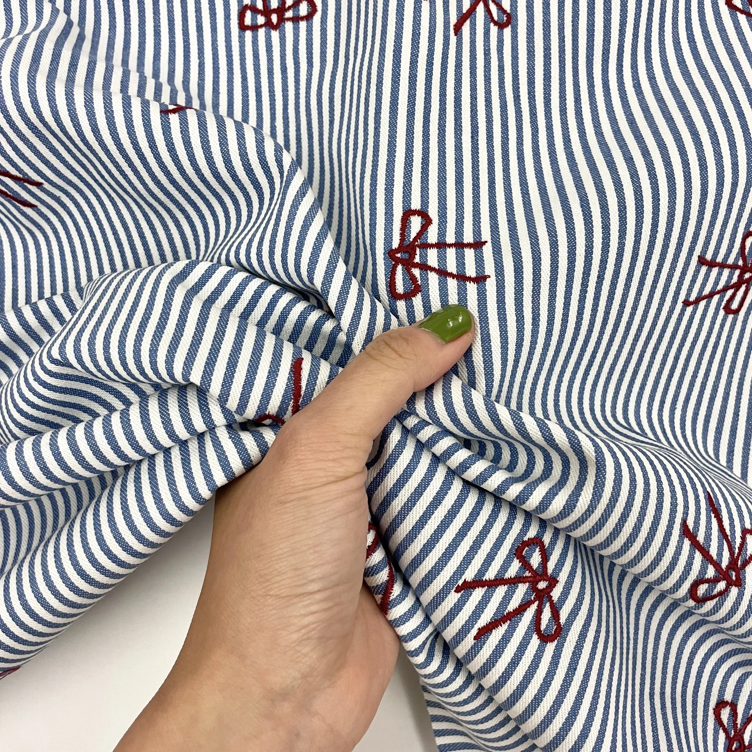 Hey Sew Sister - Valerie - Yarn Dyed Stripe Cotton Twill with Bow Embroidery 5.jpeg