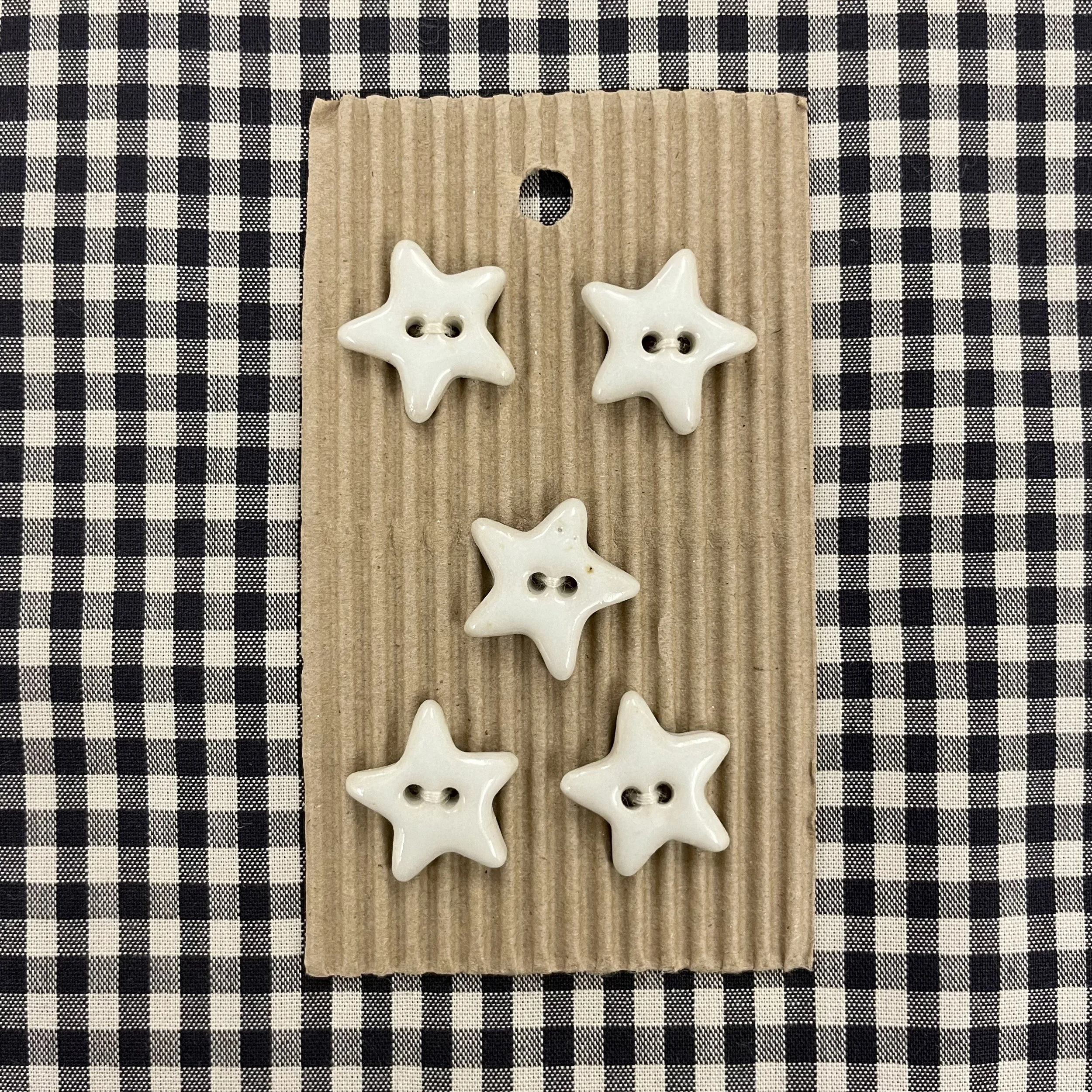 Incomparable Buttons - Hand painted Ceramic Buttons - Natural Stars