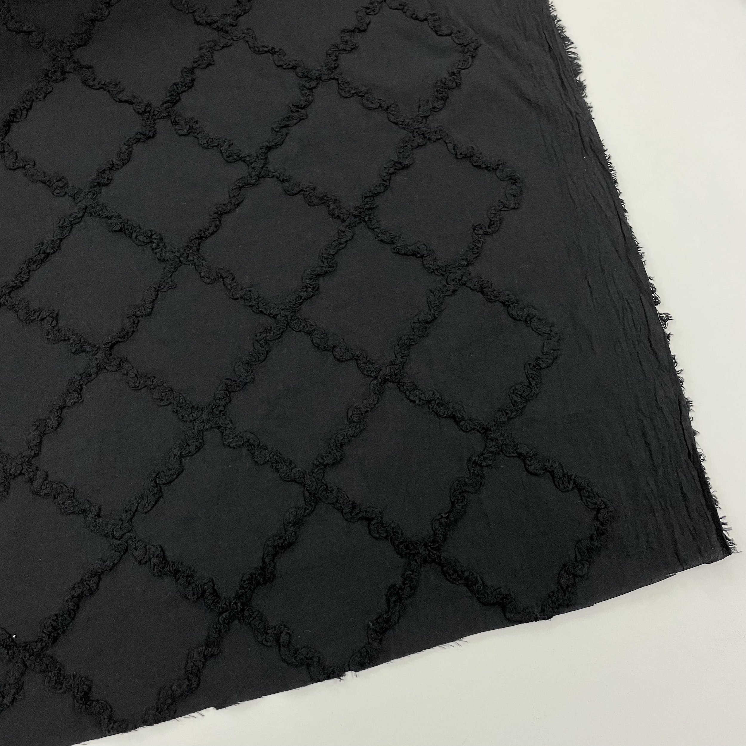 Hey Sew Sister - Wiggle Trellis Embroidered Cotton Fabric - Black 1.jpeg