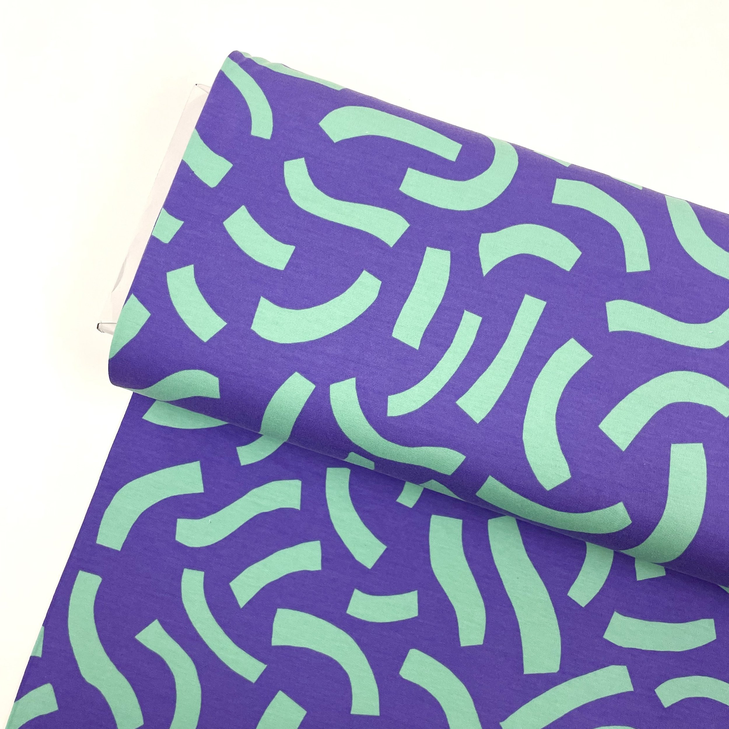 Hey Sew Sister - Nerida Hansen - Playful - Confetti Print Cotton French Terry Fabric - Purple and Green 1.jpeg
