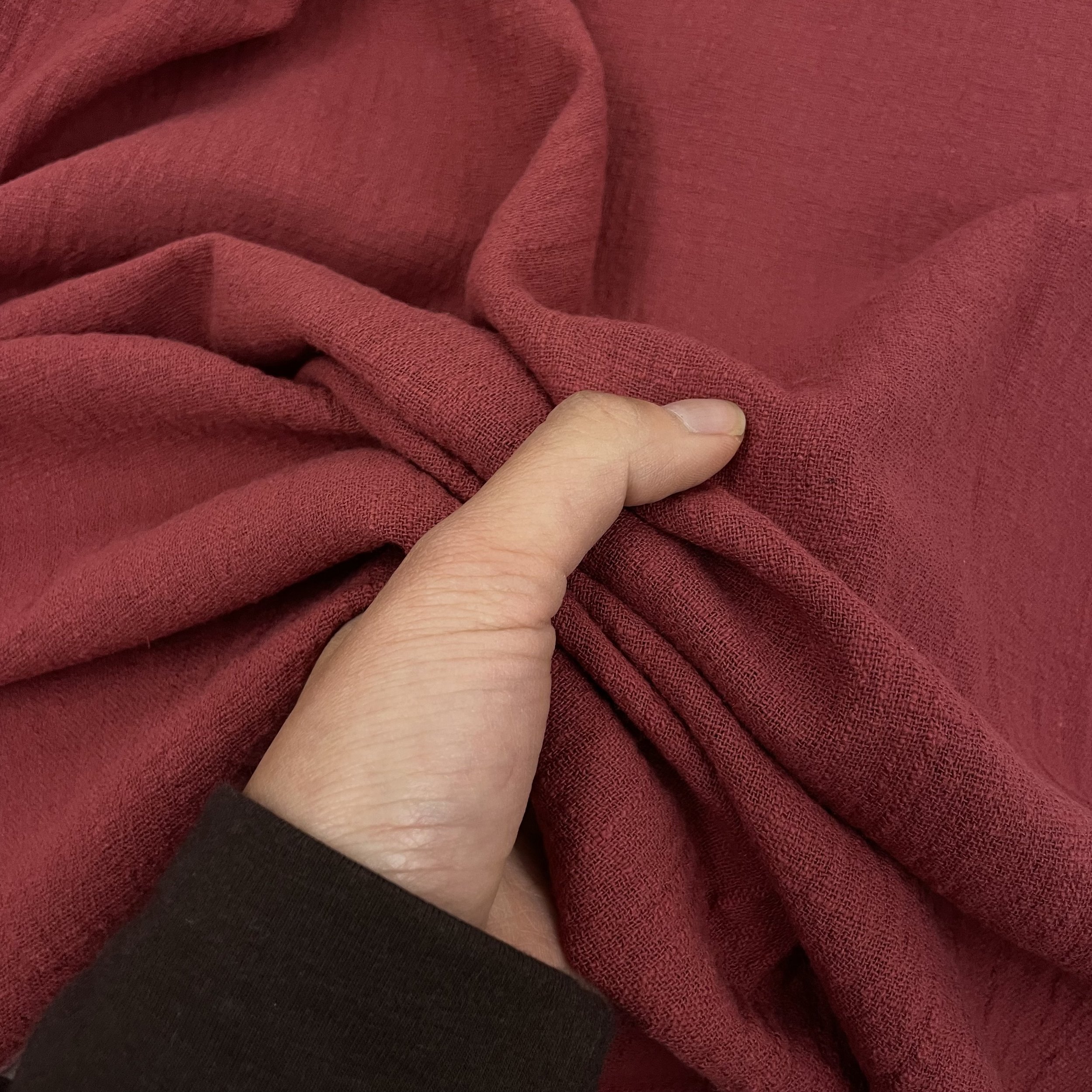 Hey Sew Sister - Lightweight Slub Cotton Fabric - Brick Red 5.jpeg