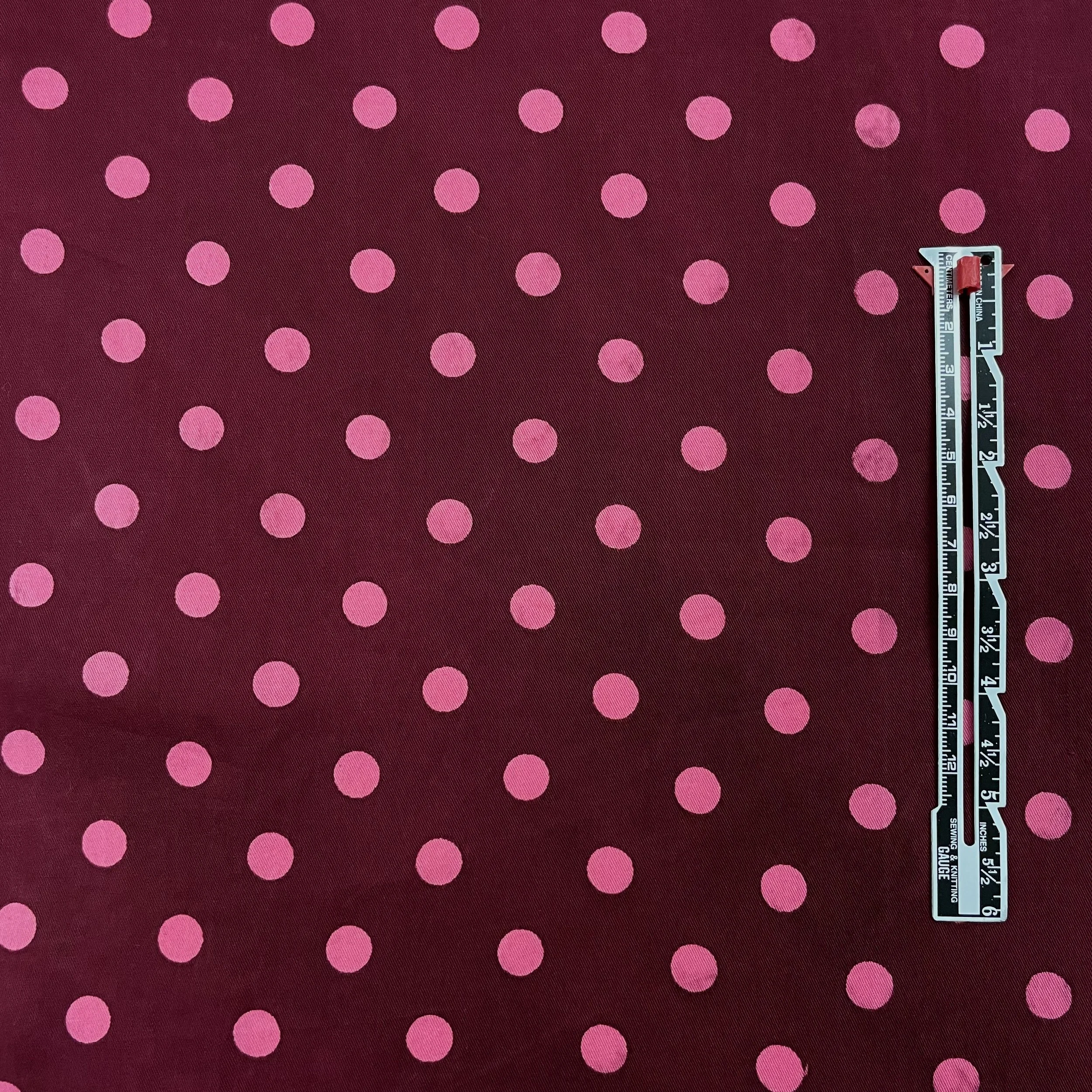 Hey Sew Sister - Pippa Polka Dot - Screen Printed Cotton Fabric - Plum Burgundy and Punch Pink 1.jpeg