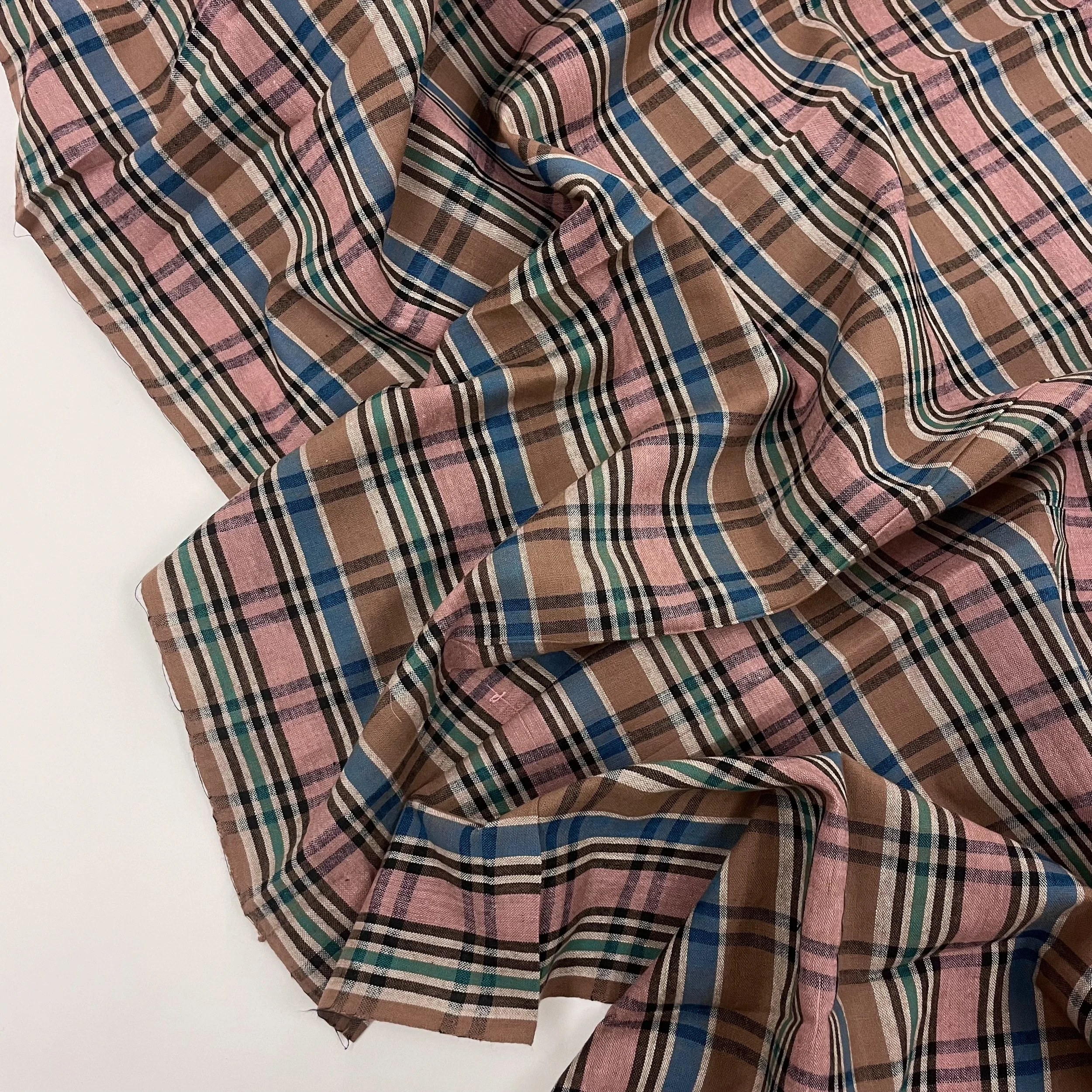 Hey Sew Sister - Handloom Hand Woven Yarn Dyed Cotton Fabric Check Plaid GIngham Stripe - Brown Blue Green Pink - Pitlochry 2.jpeg