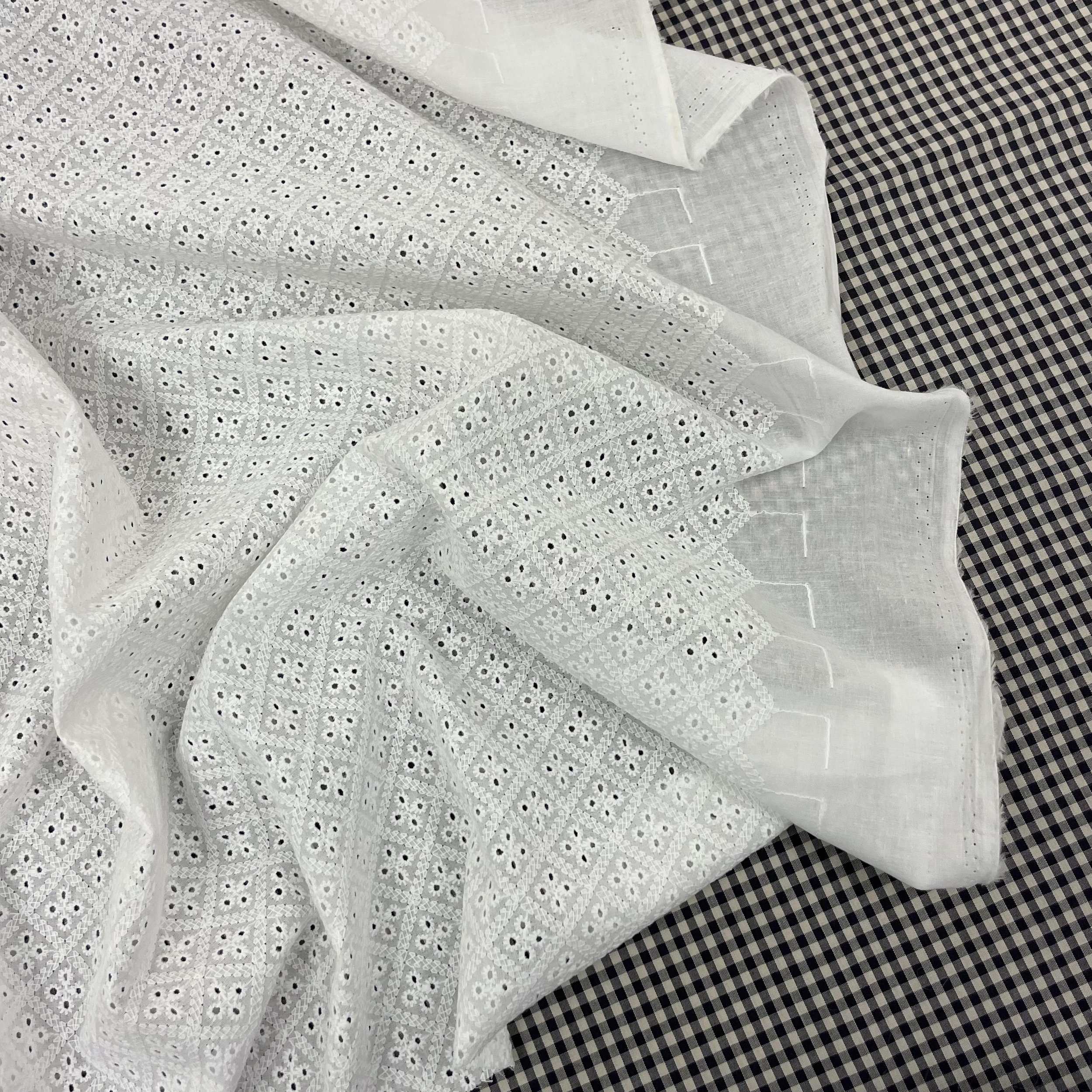 Hey Sew SIster - Eyelet Embroidered Cotton Fabric - Tiny Flower Trellis - White 2.jpeg