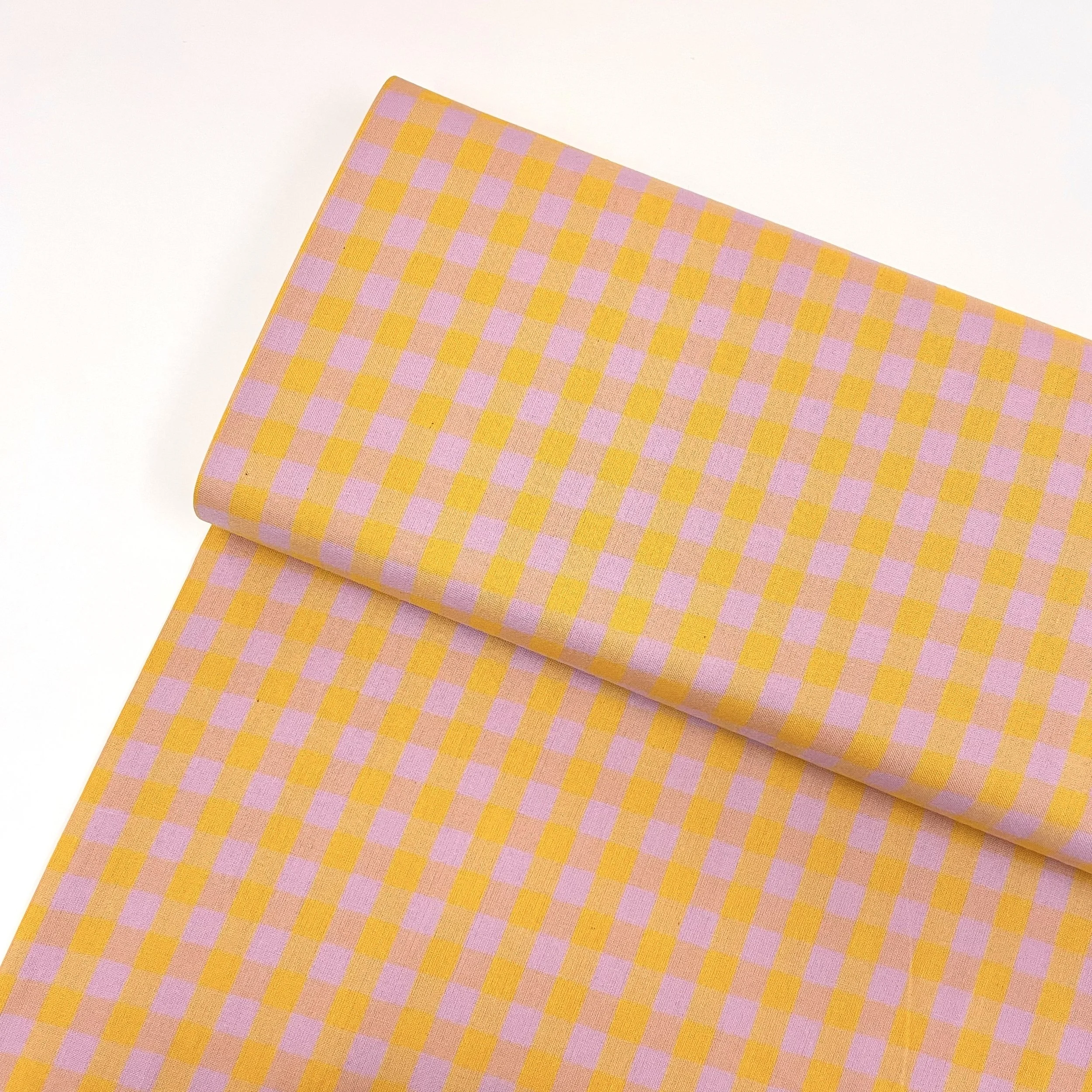 Hey Sew Sister - Yarn Dyed Cotton Gingham Plaid Fabric - Pink and Cognac - Caramel Lilac 1.jpeg