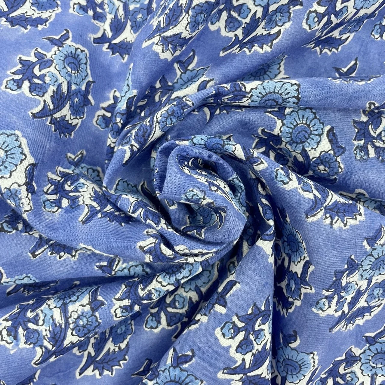 Hey Sew Sister - Misty - Bagru Block Print - Floral Print Lightweight Organic Cotton For Sewing - Blue Tonal 4.jpeg