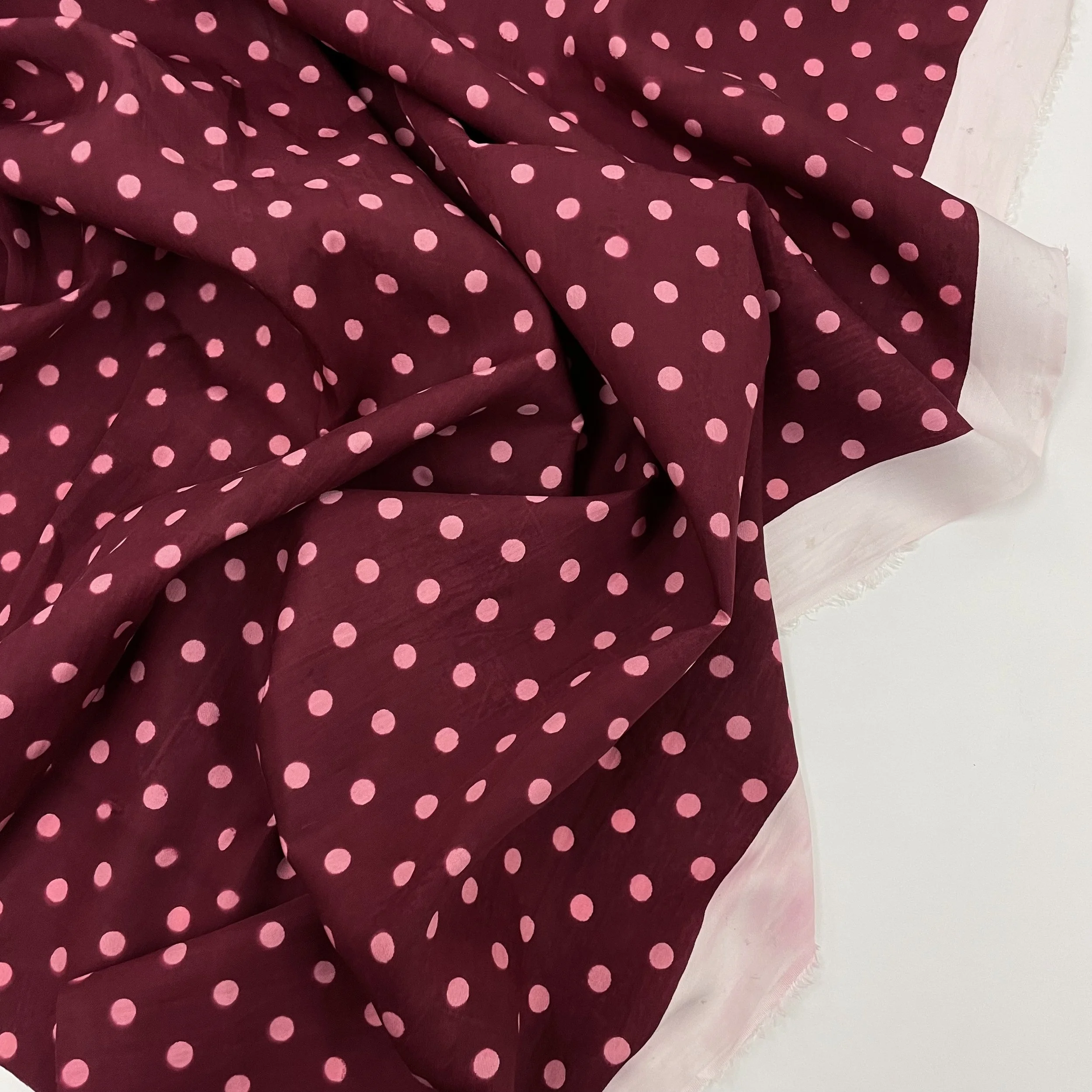 Hey Sew Sister - Pippa Polka Dot - Screen Printed Cotton Fabric - Plum Burgundy and Blush Pink 2.jpeg
