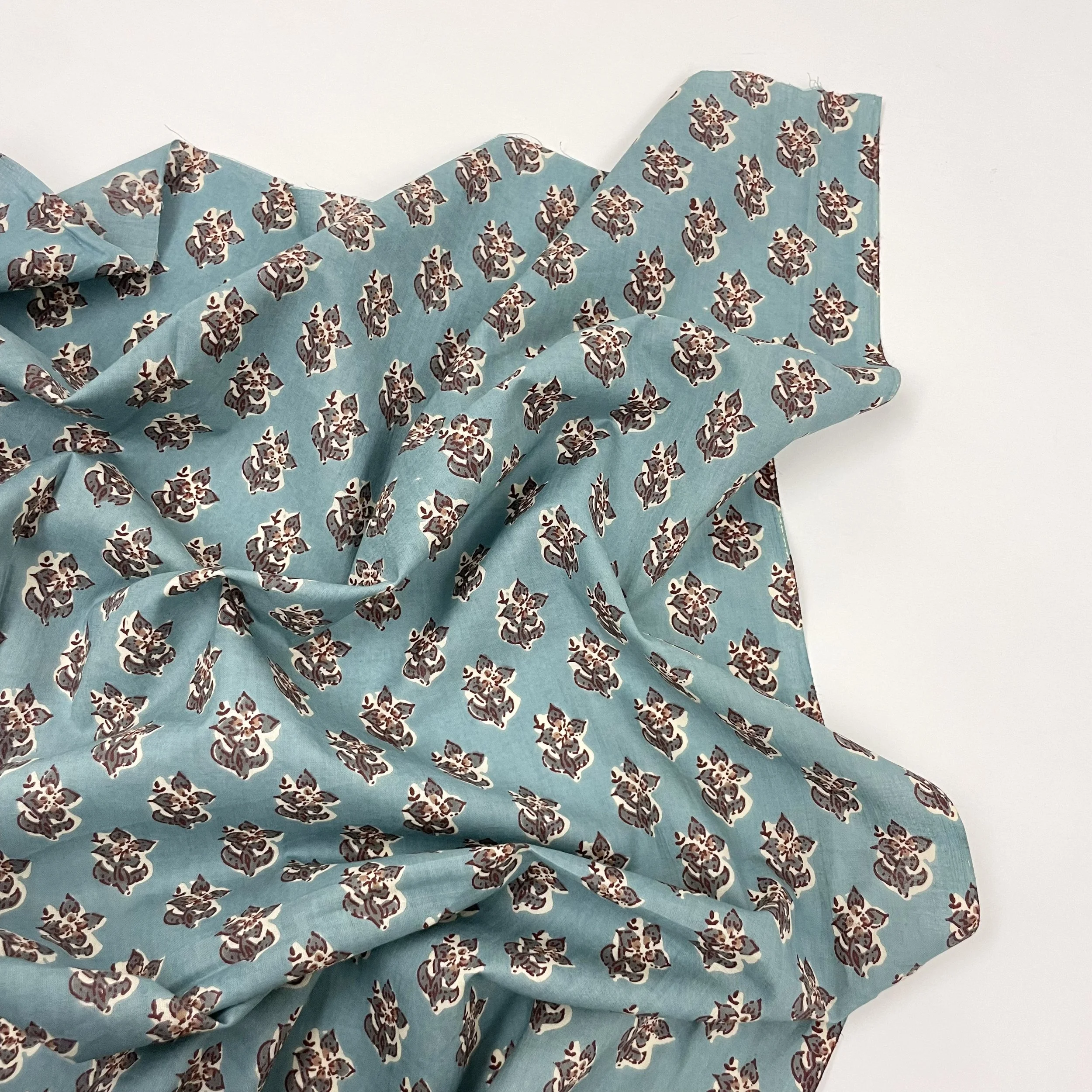 Hey Sew Sister - Shoreline Flora - Blue Screenprinted Floral Cotton Fabric 2.jpeg