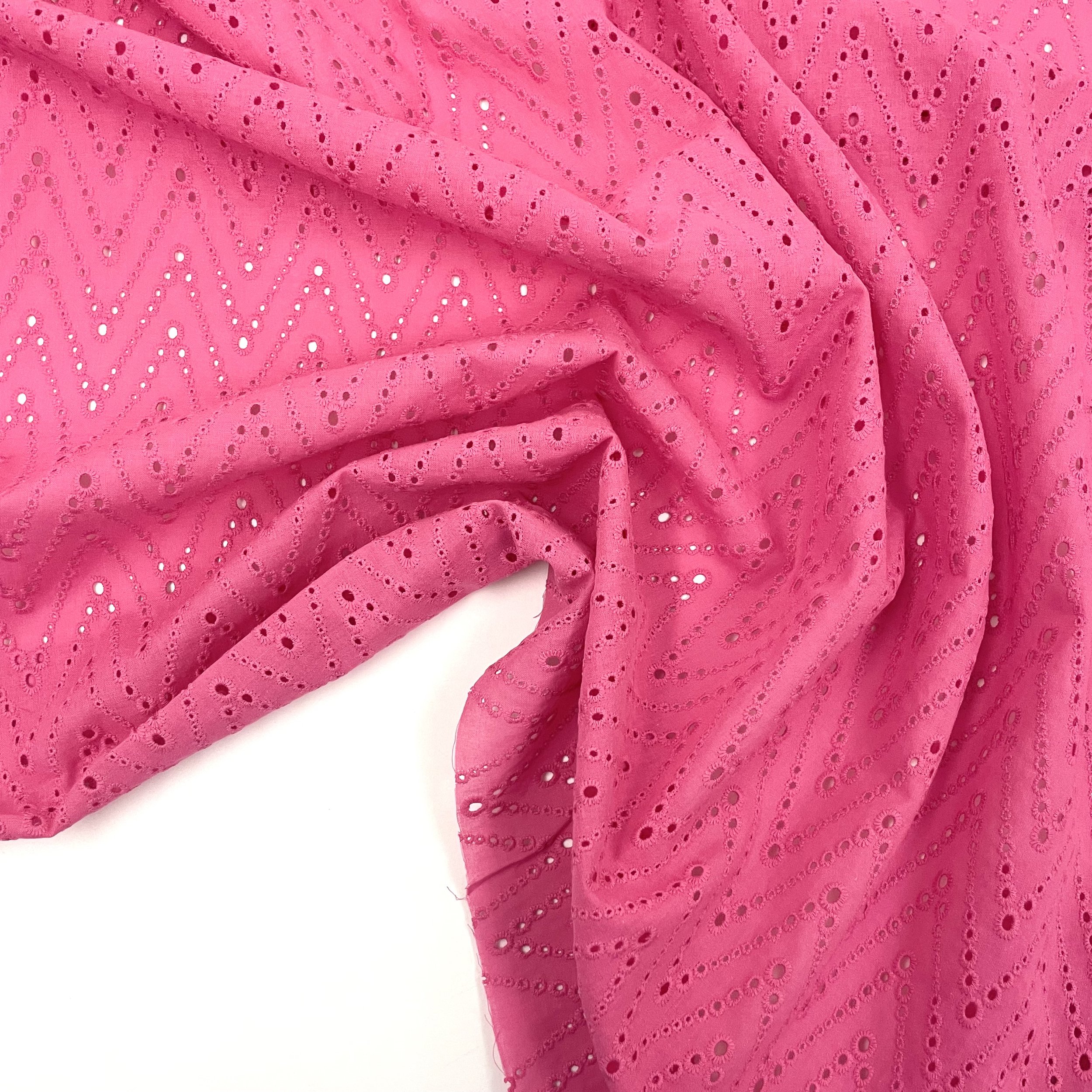 Hey Sew Sister - Chevron Eyelet Embroidered Cotton Fabric - Fuchsia 2.jpeg